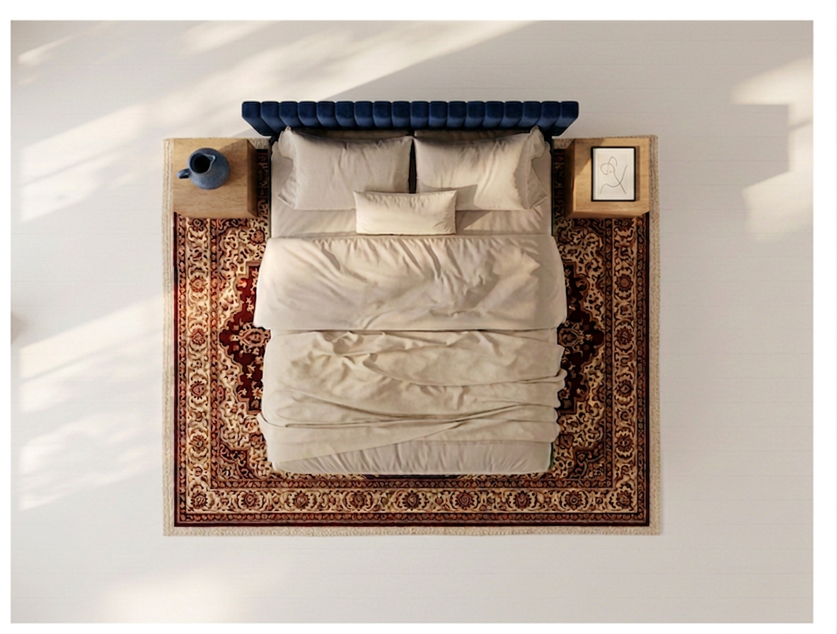 Bedroom Rugs — Afghan Kilim Rug,5 ft 3 in x 3 ft 4 in, Rust Red, Blue and Off-White Contemporary Turkish Rug