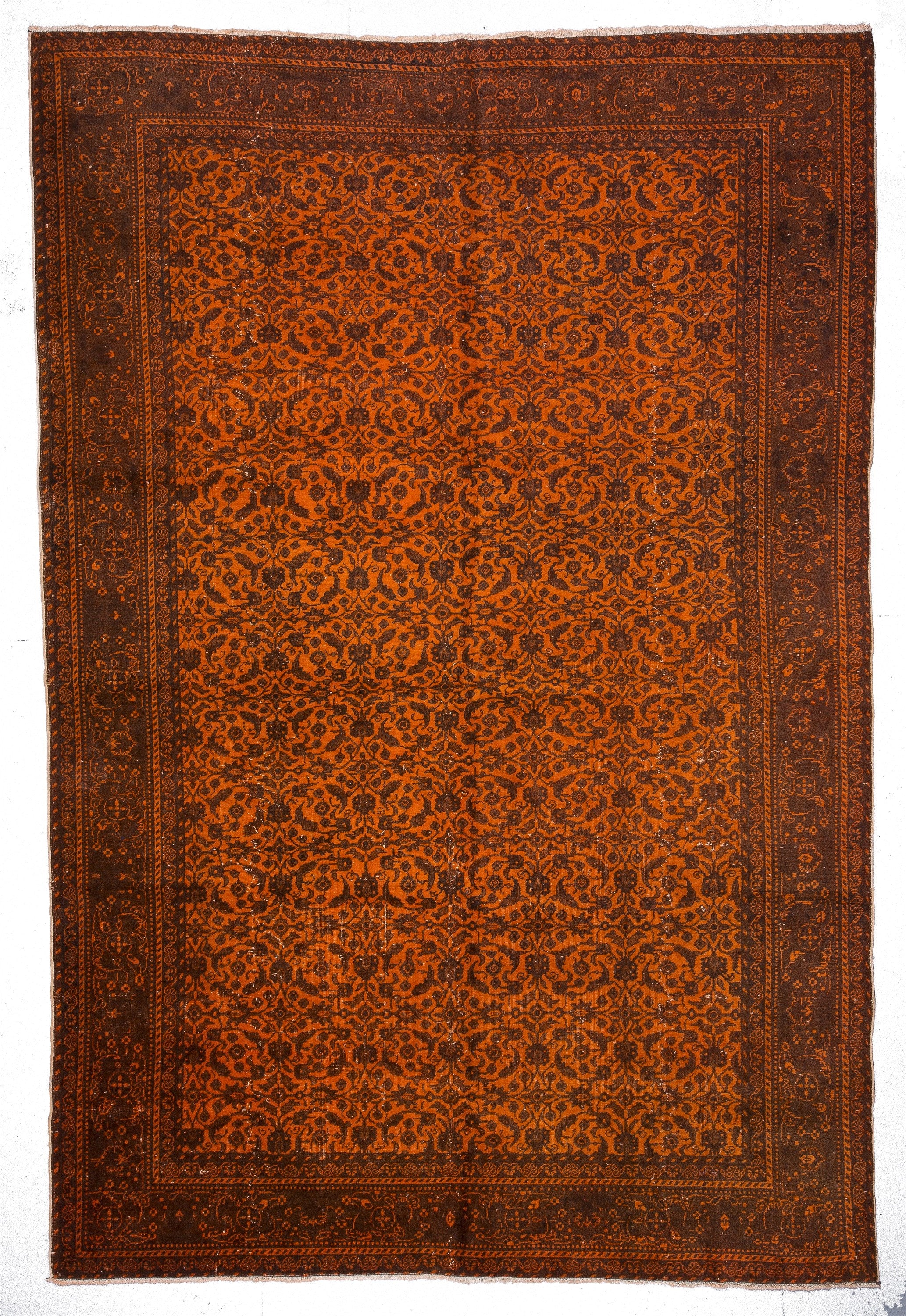 Overdyed Orange Persian Rug 9'7"x6'4"