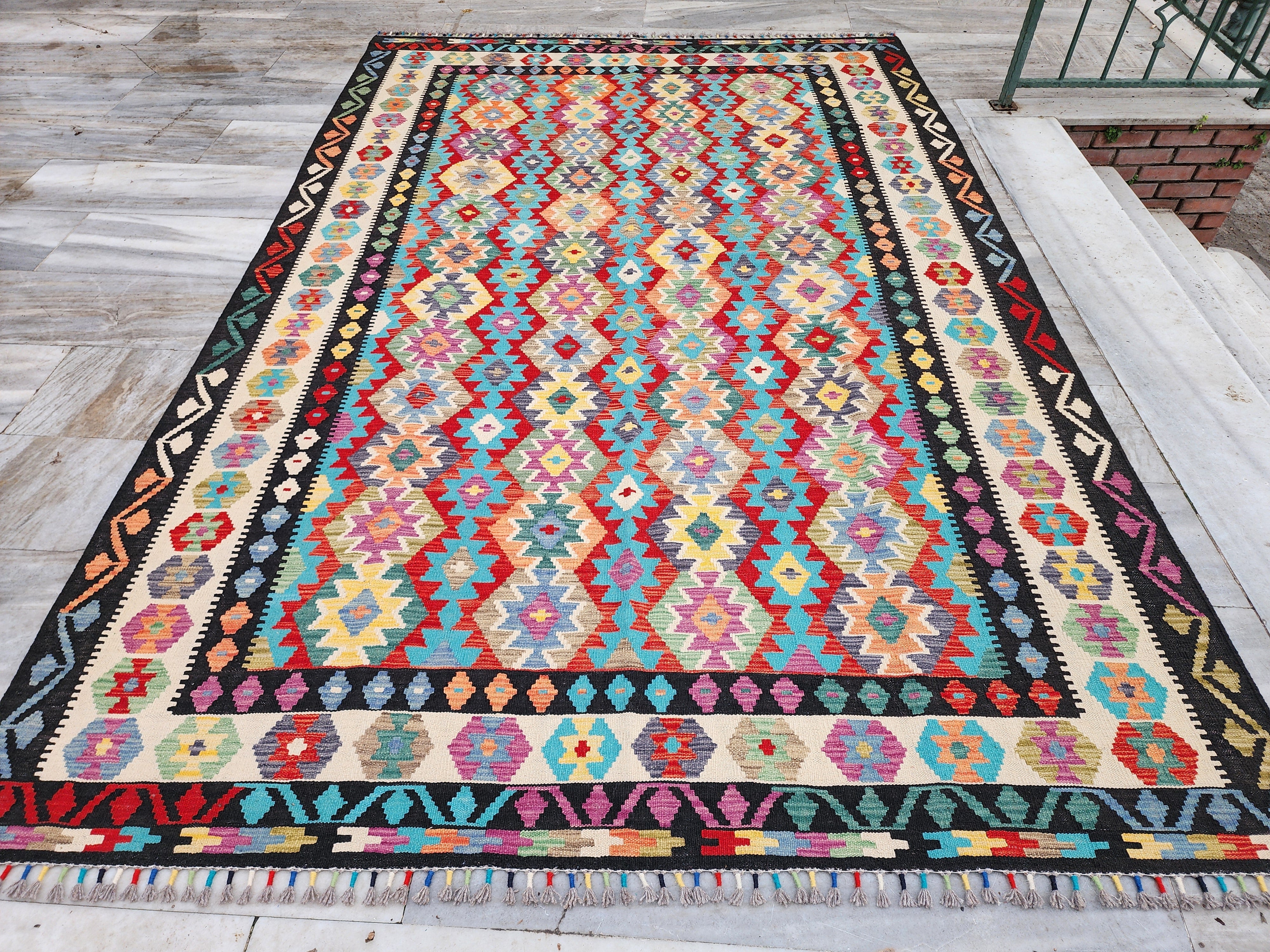 vintage Anatolian Wool Large Area Rug — back view