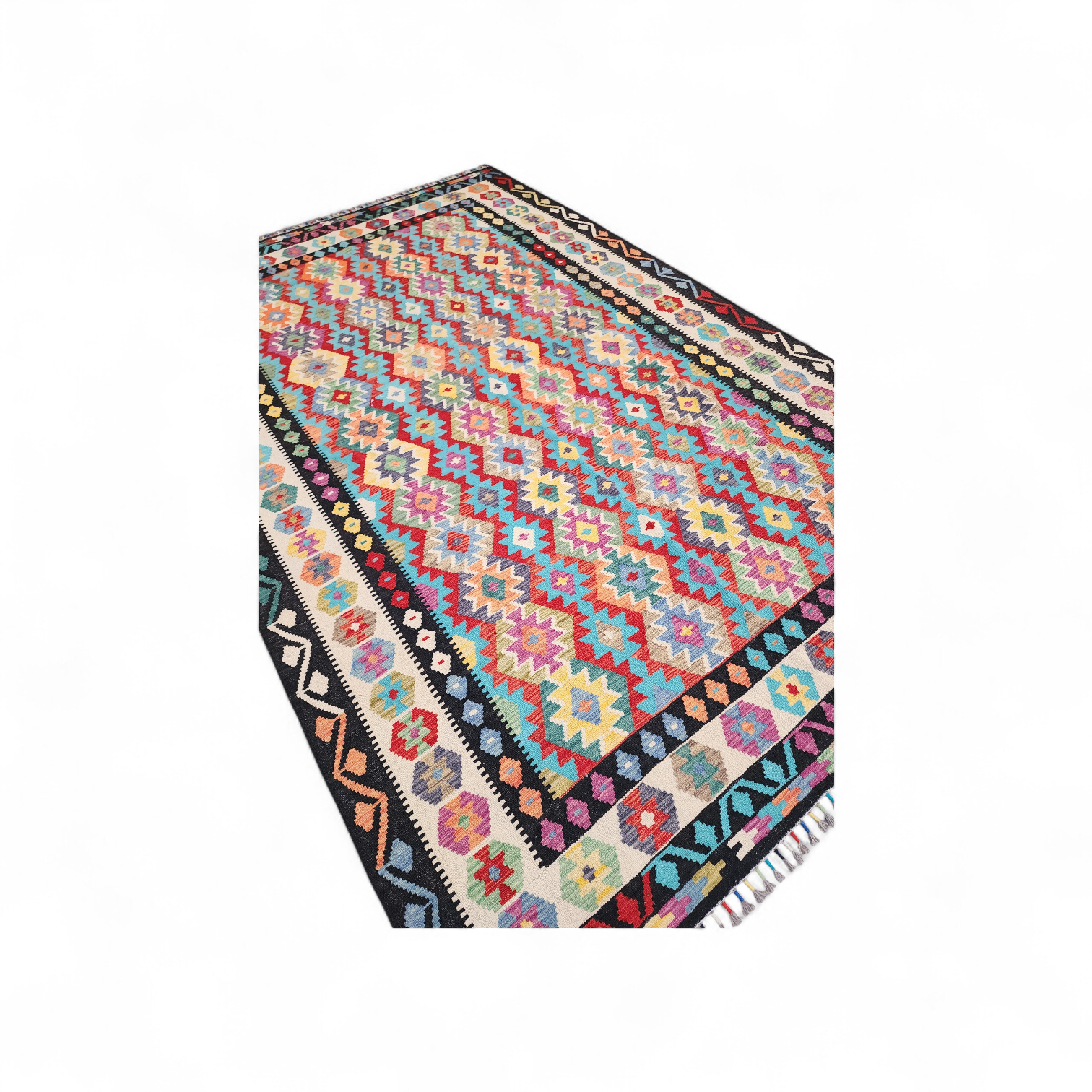 Handmade Turkish Kilim Rug: Vintage Wool Anatolian Boho Decor 7x10