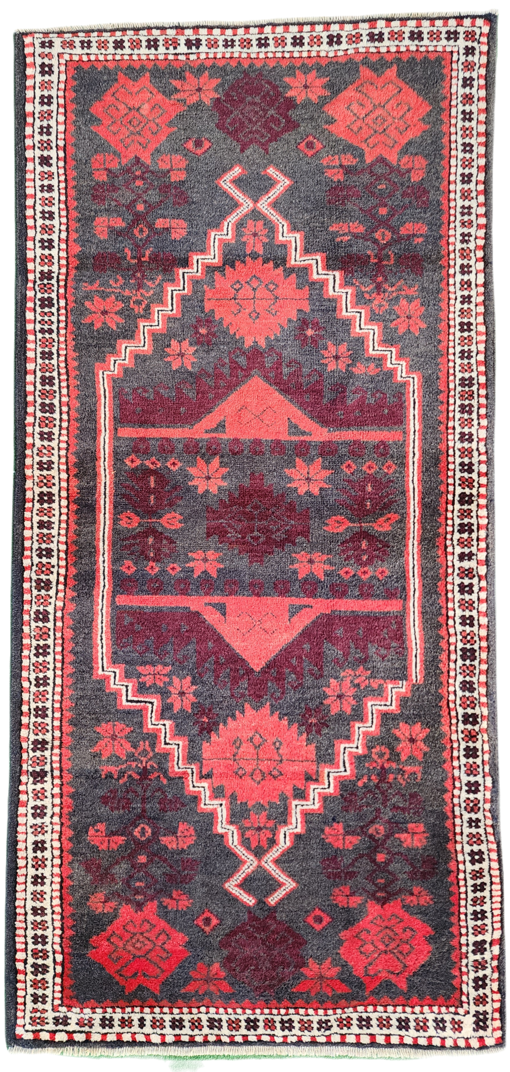 Alfombra tribal turca Bergama de 1,93 m x 95 cm
