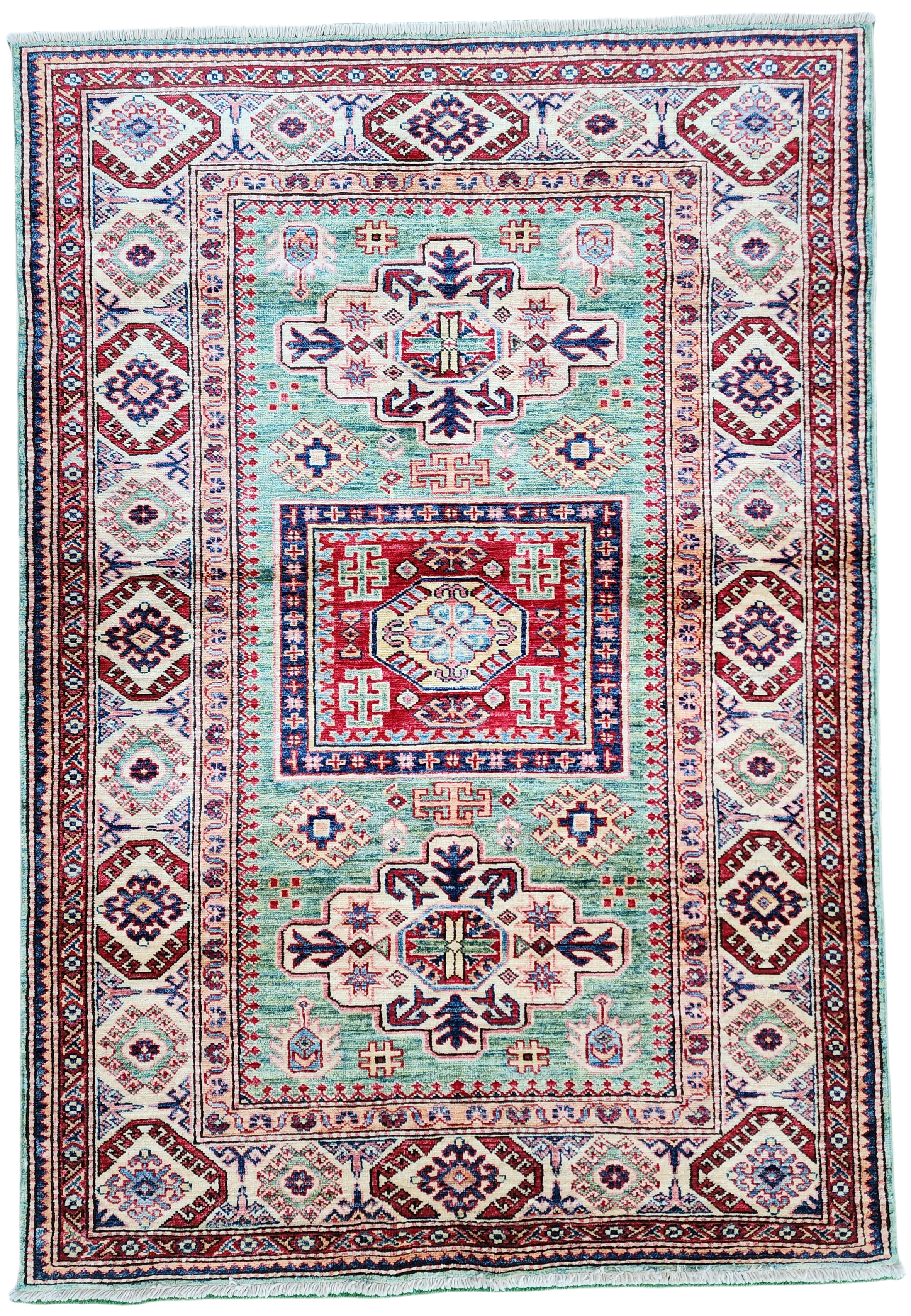 Green Turkish Rug, Distressed Oushak Rug 5'5"x3'11"