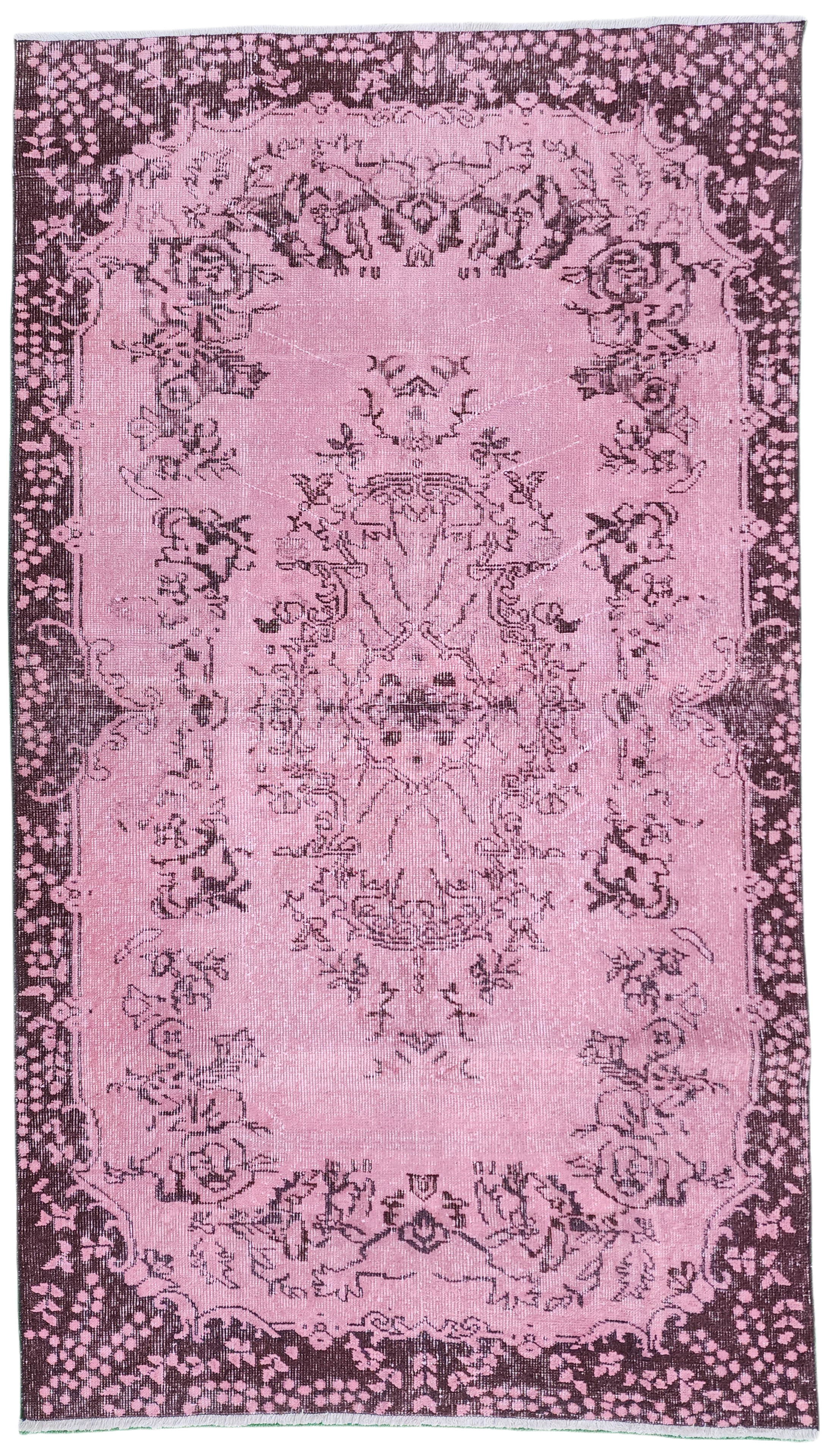 Pink Persian Rug, Vintage Overdyed Distressed Living Room Rug 6' 6" x ''4''