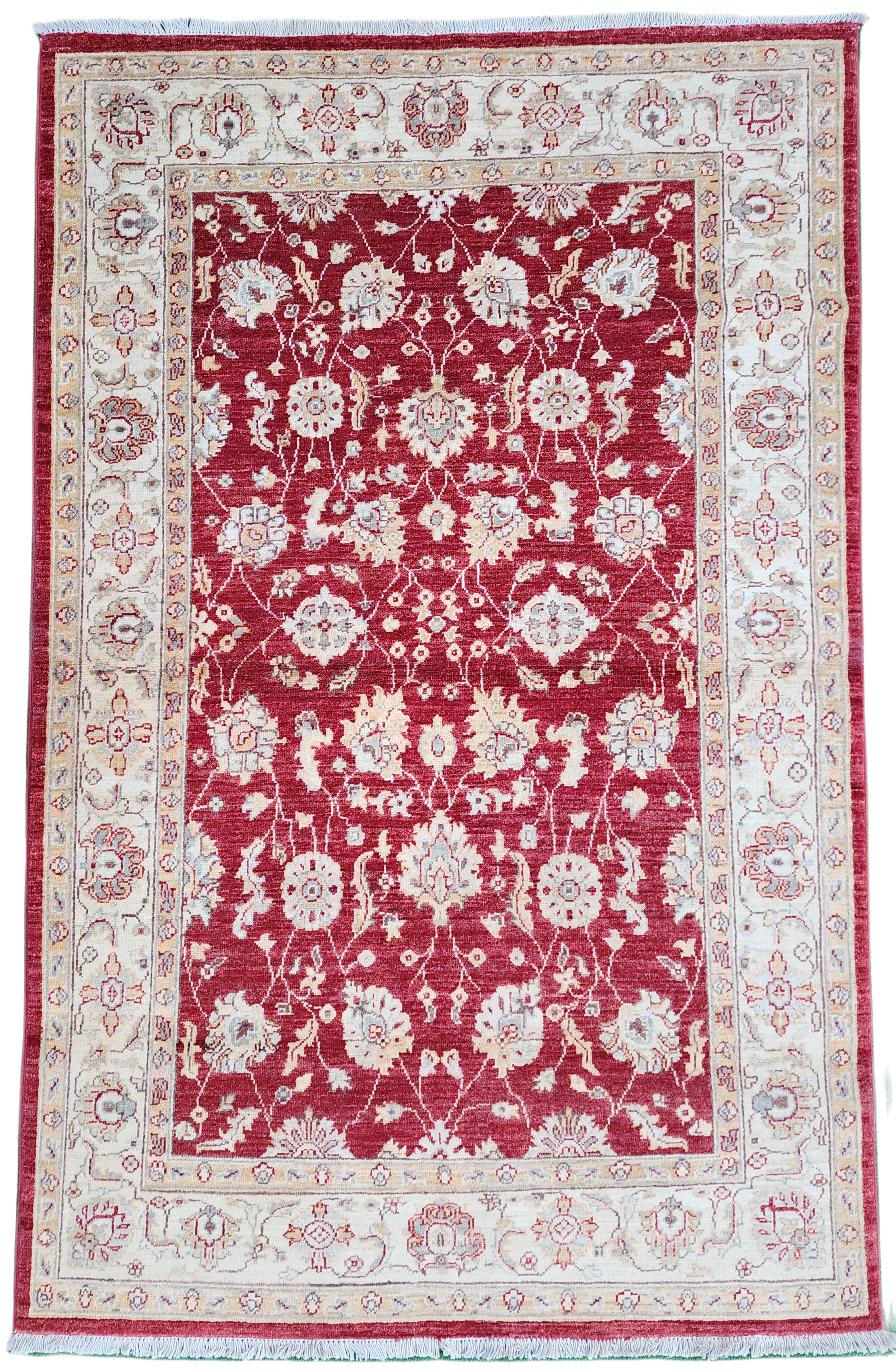Red Beige Oushak Rug 6'3"x4'2"
