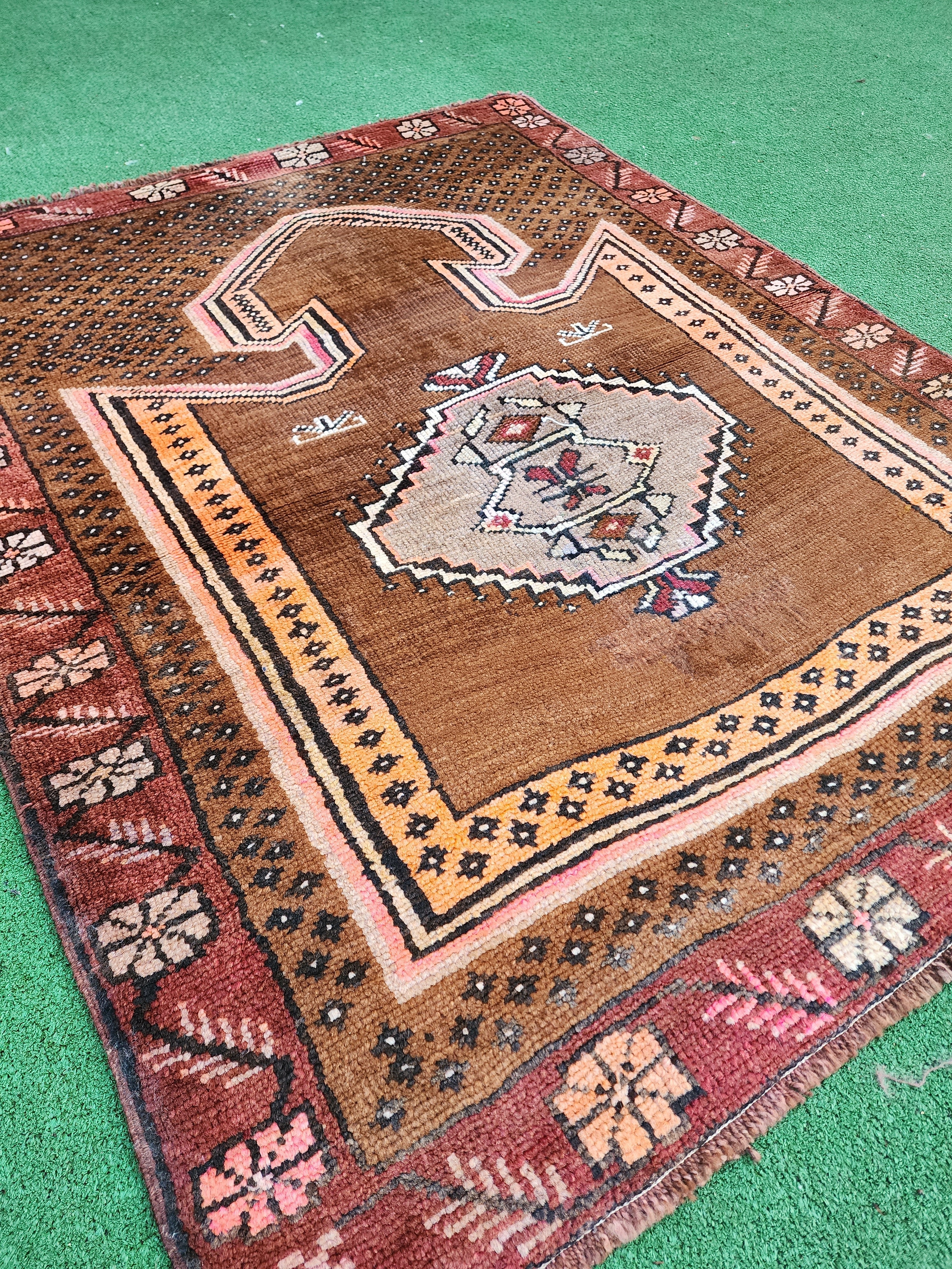 vintage Anatolian Wool Small Rug — back view