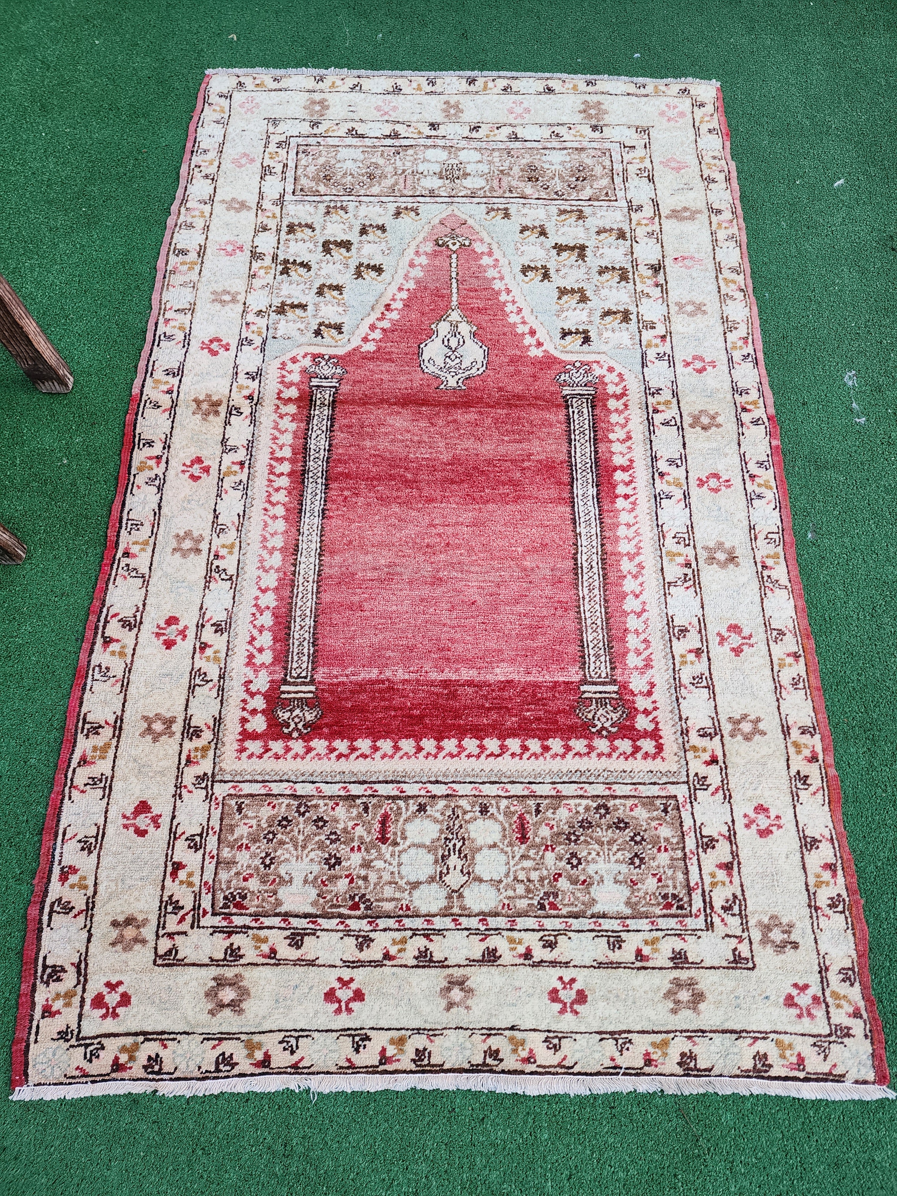 antique Anatolian Wool Small Rug — detail texture