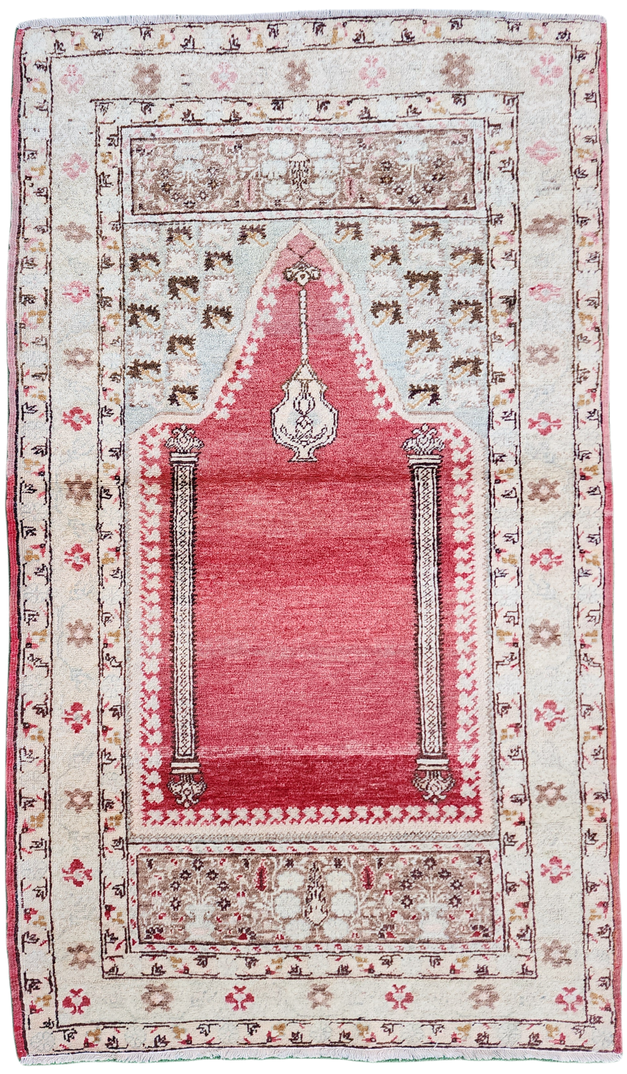 Antique Cappadocia Turkish Rug 5'5'' x 3'3'' Softly Coloured Prayer Style Rug