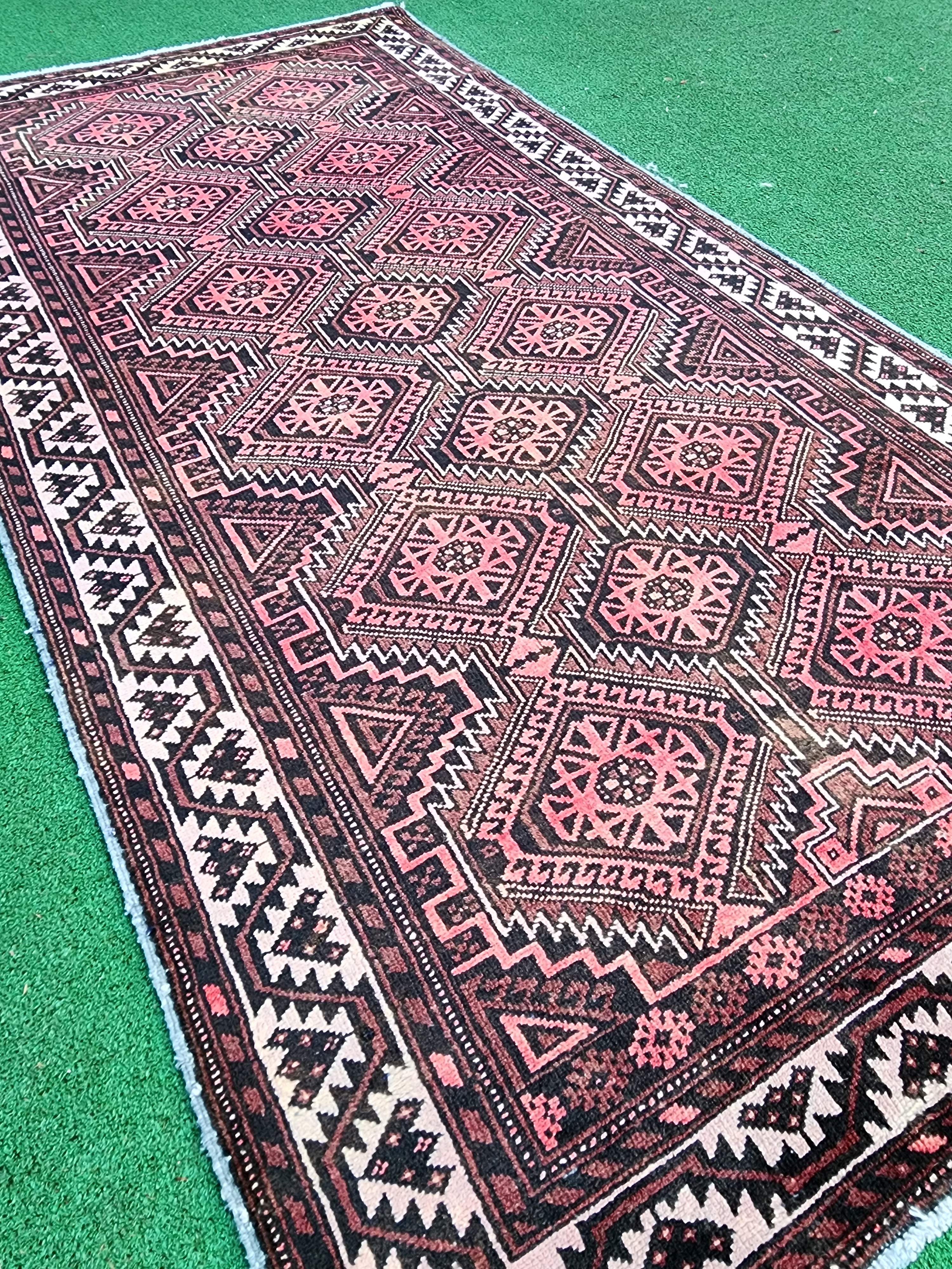 Brown and Beige Antique Persian Rug 6'8'' x 3'6''