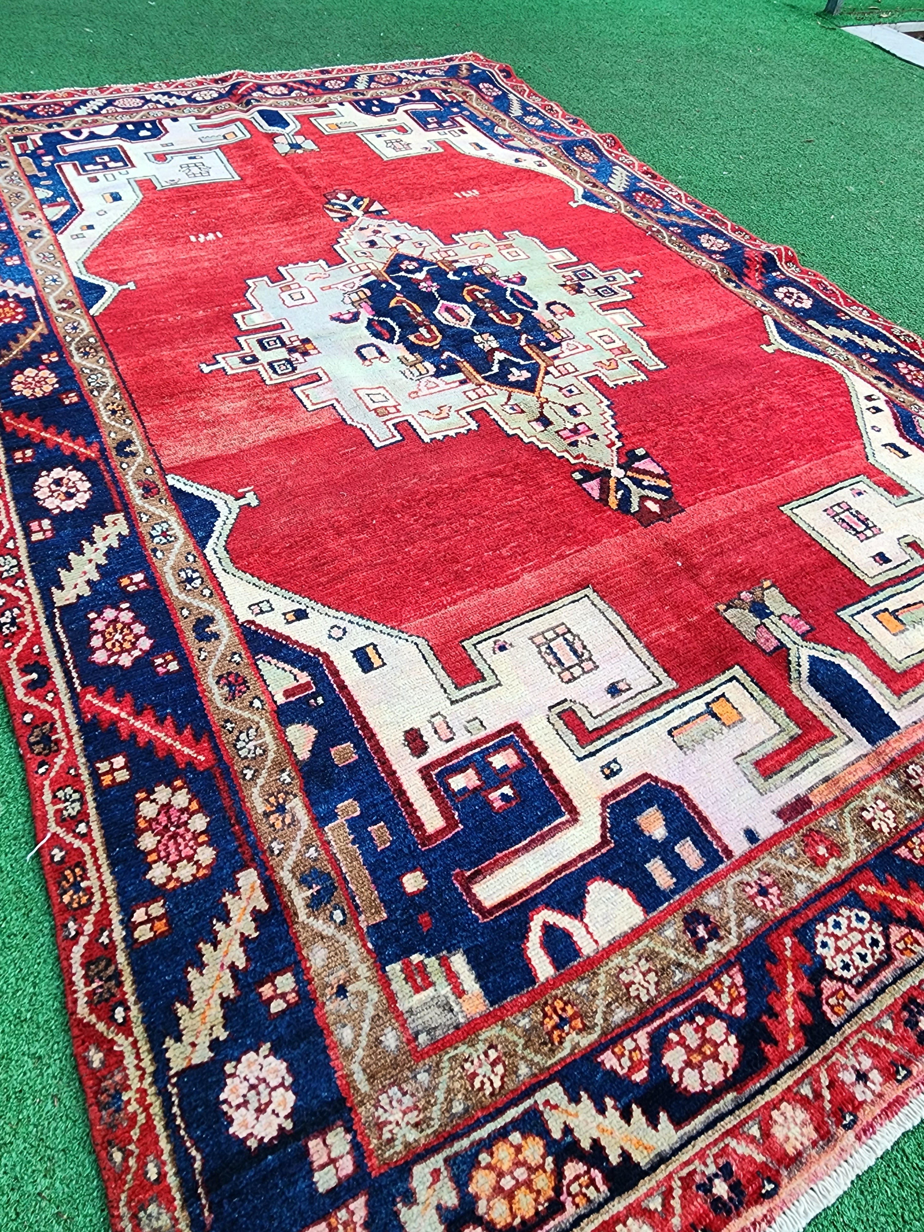 vintage Anatolian Wool Area Rug — back view