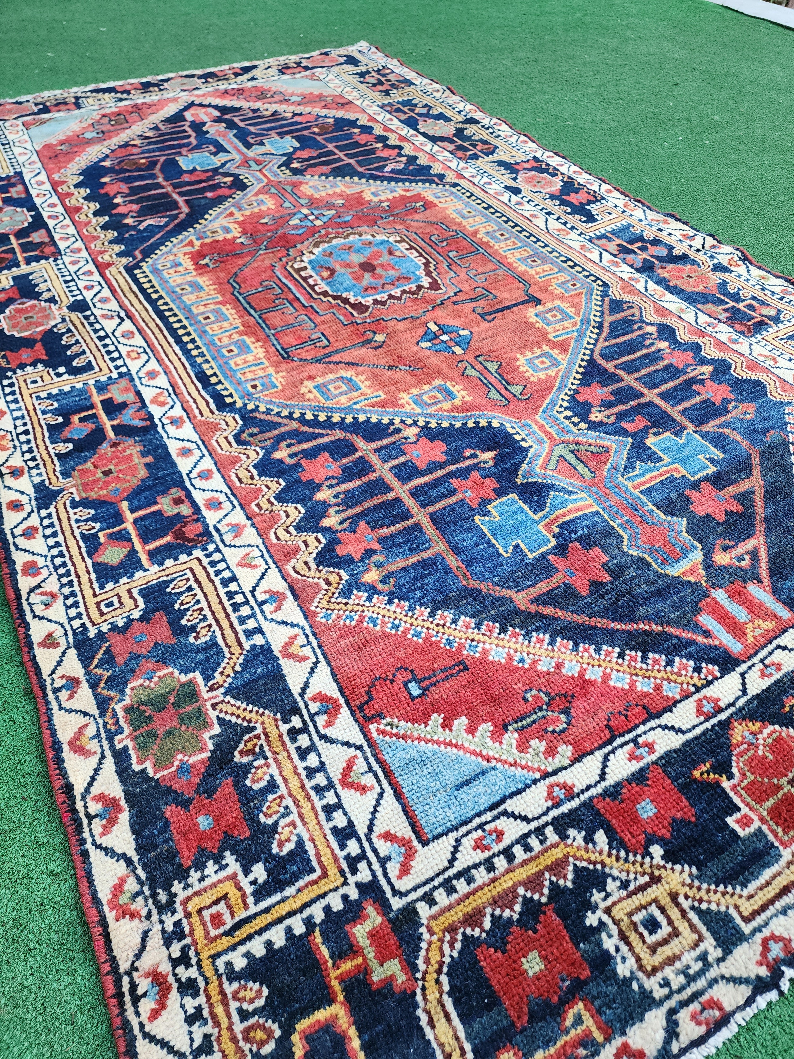 vintage Anatolian Wool Runner Rug — back view