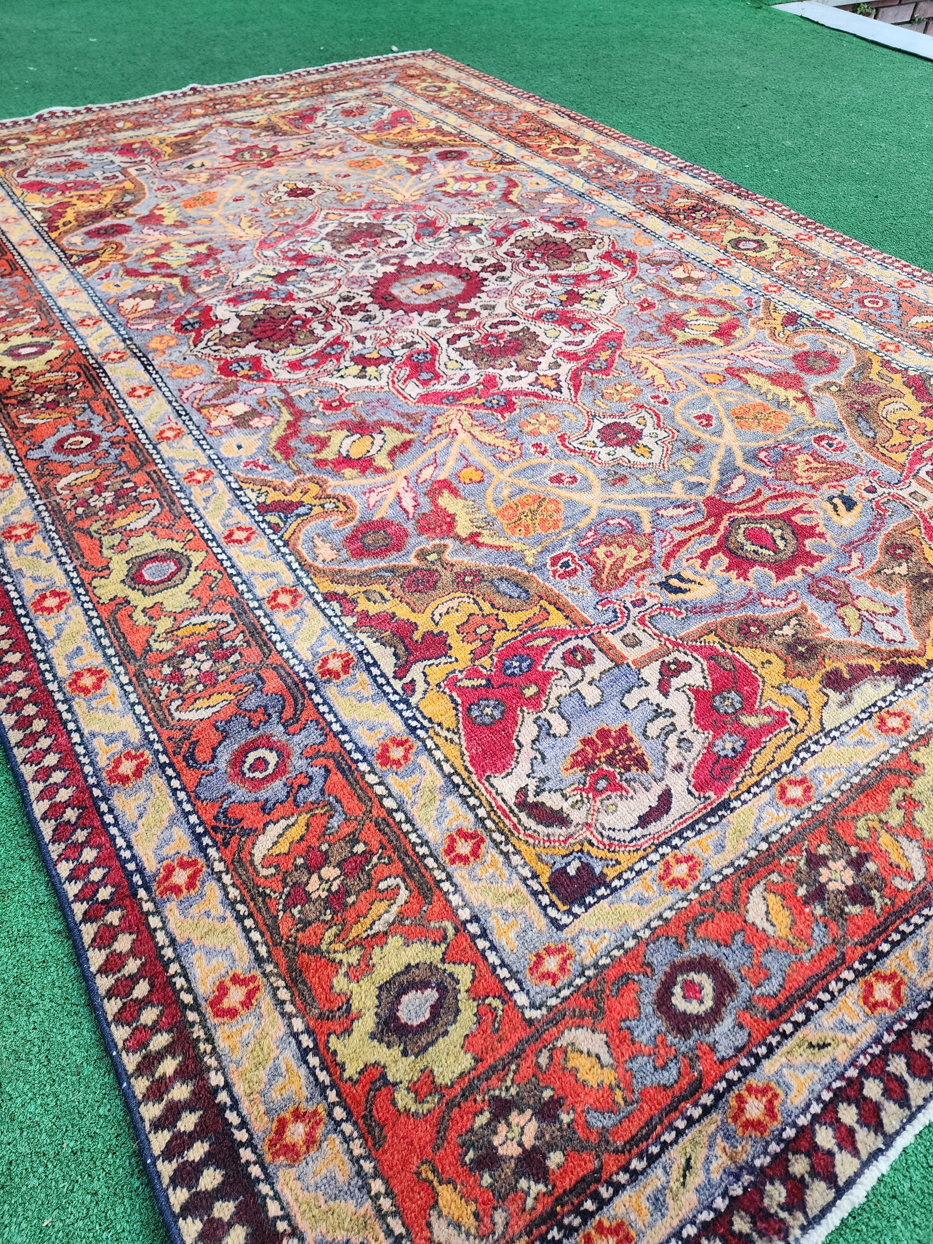 antique Anatolian Wool Runner Rug — back view