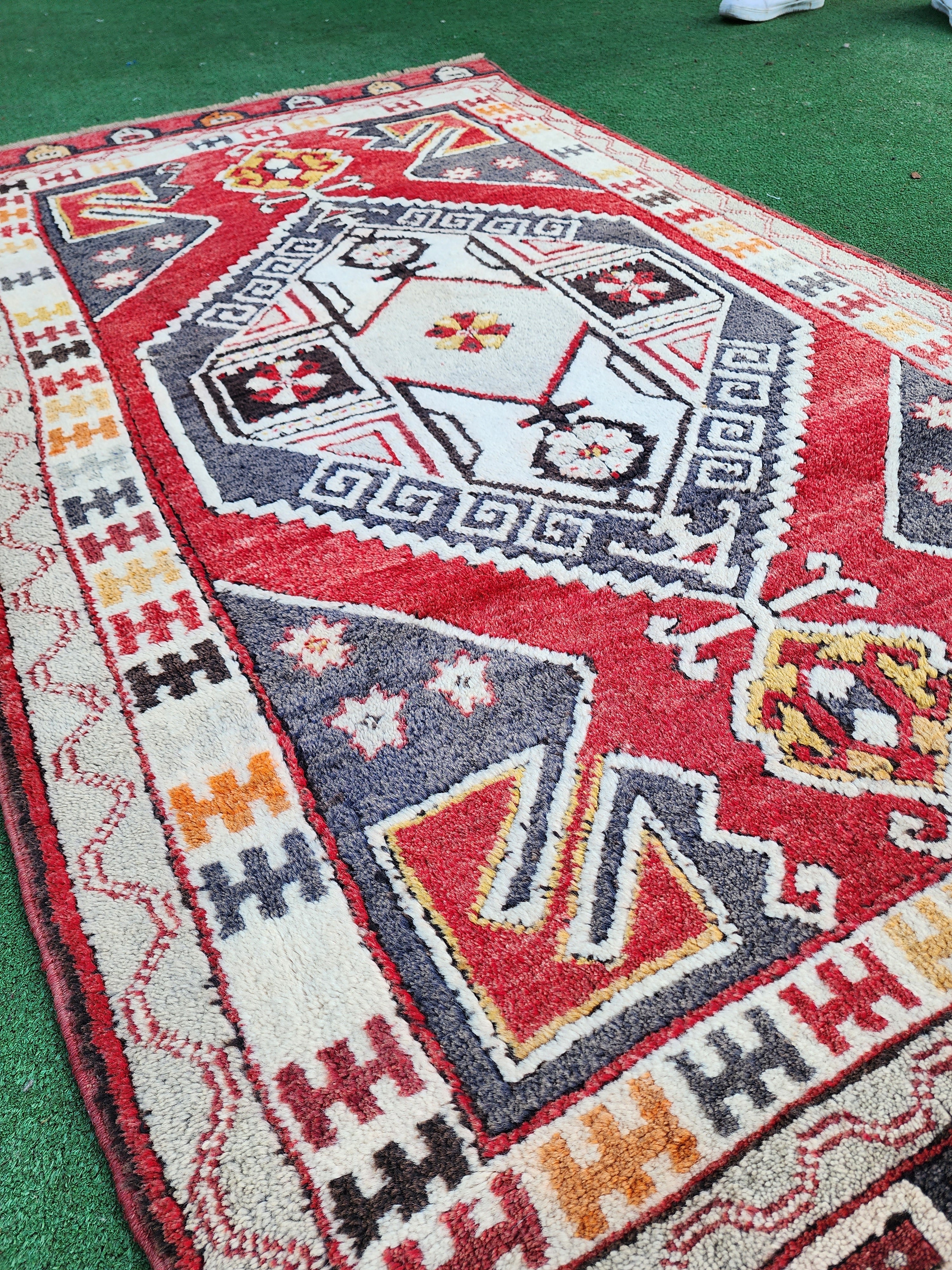 antique Konya Wool Small Rug — back view