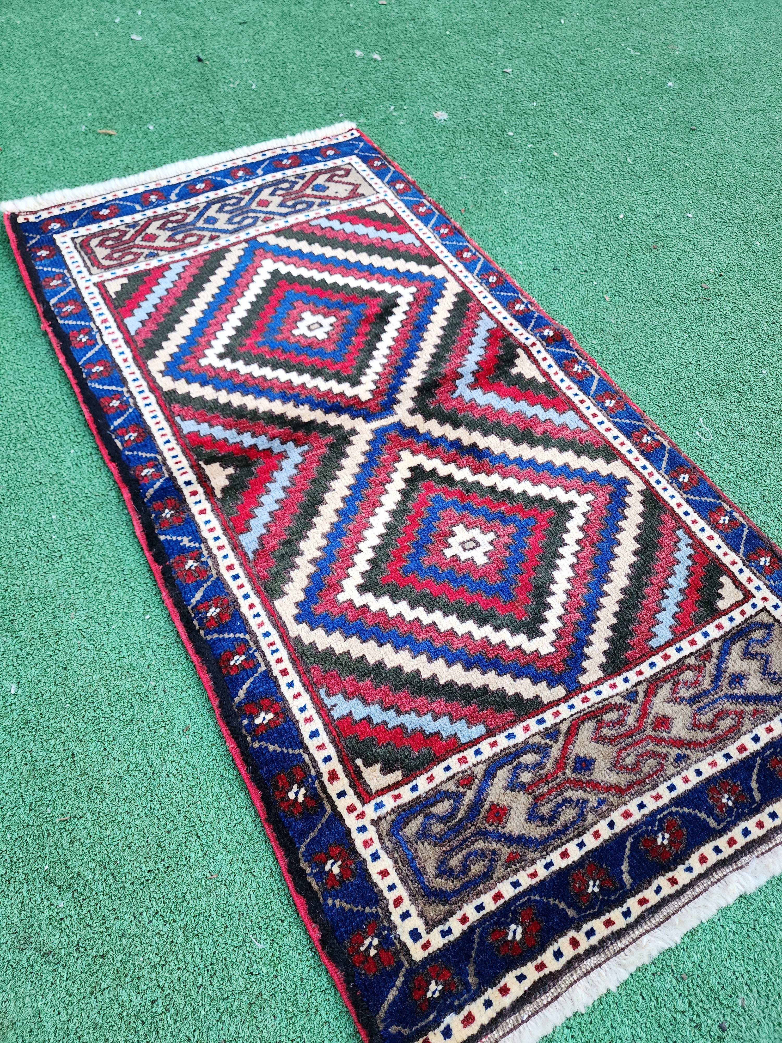 vintage Anatolian Wool Small Rug — back view