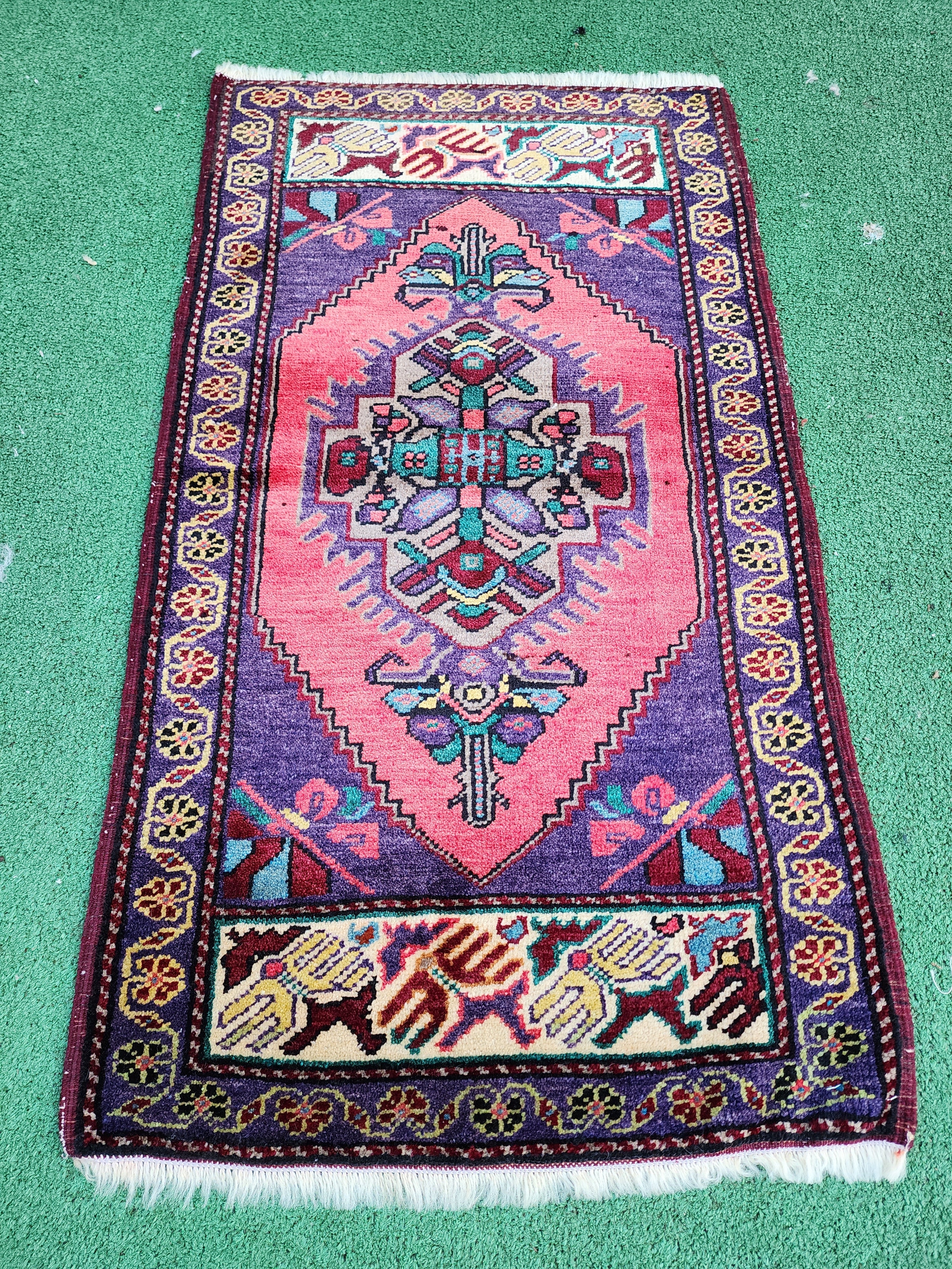 antique Anatolian Small Rug — back view