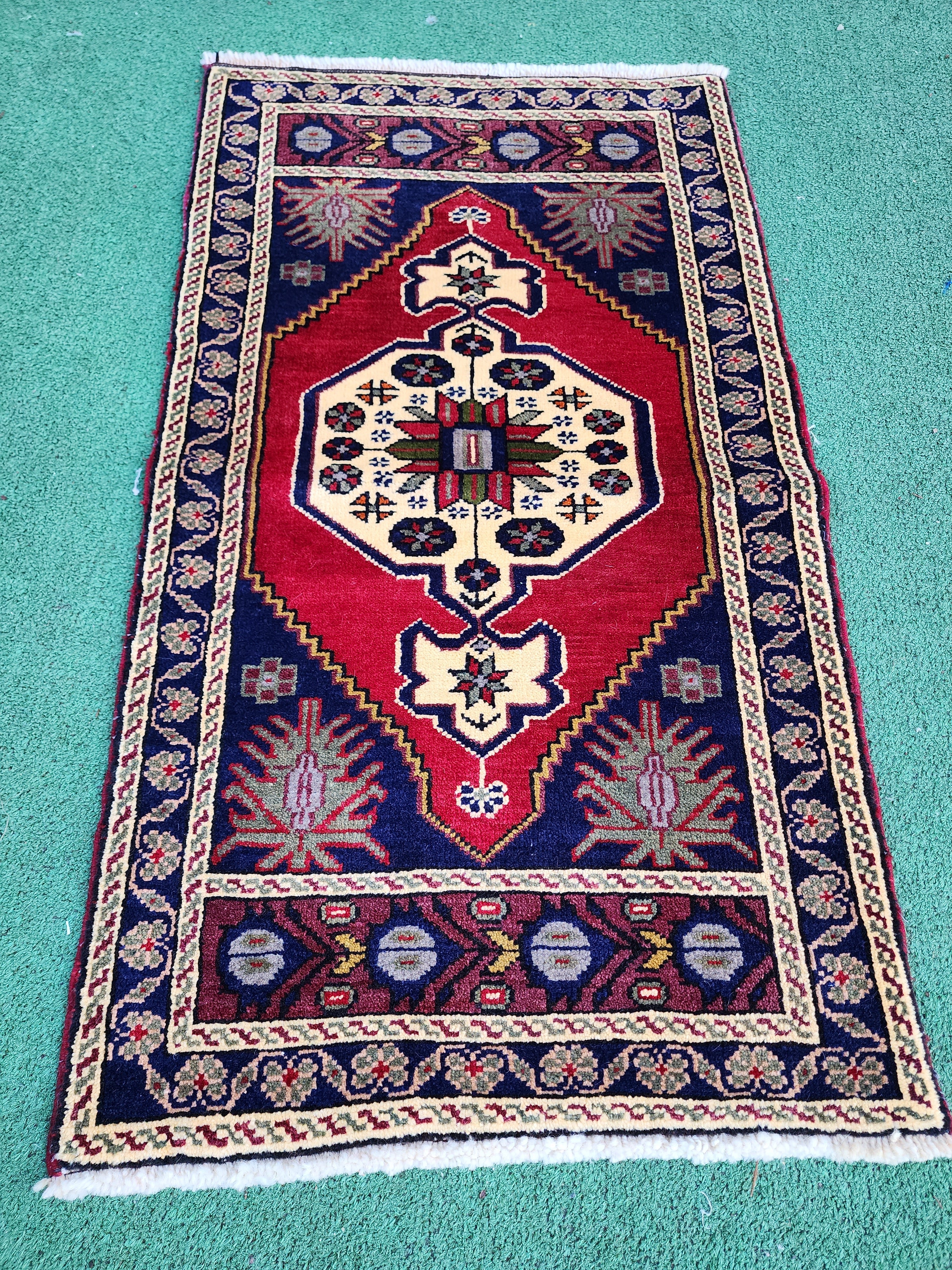 vintage Anatolian Wool Small Rug — back view