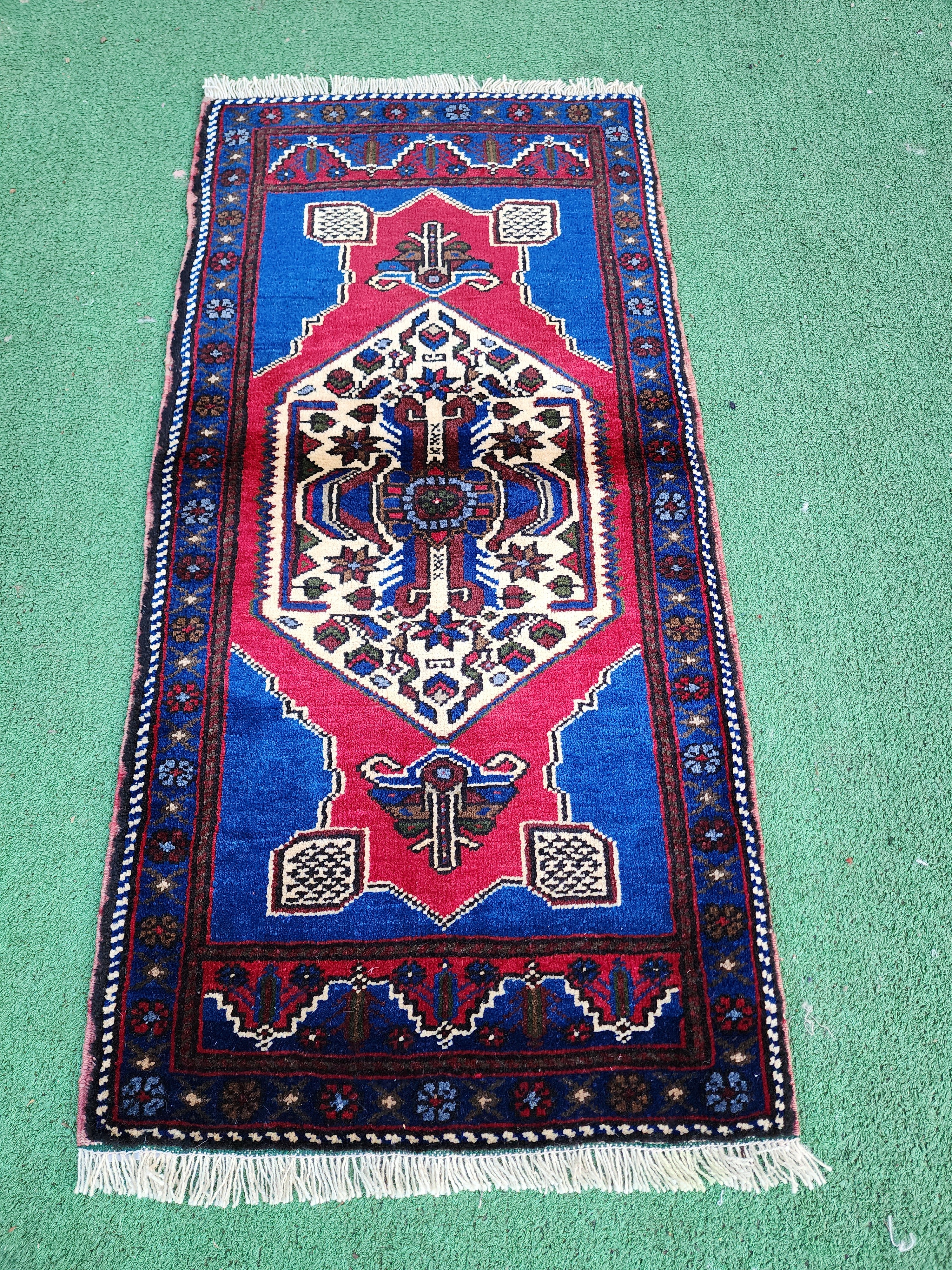 Alfombra turca vintage Taspinar de 3'4'' x 1'7''