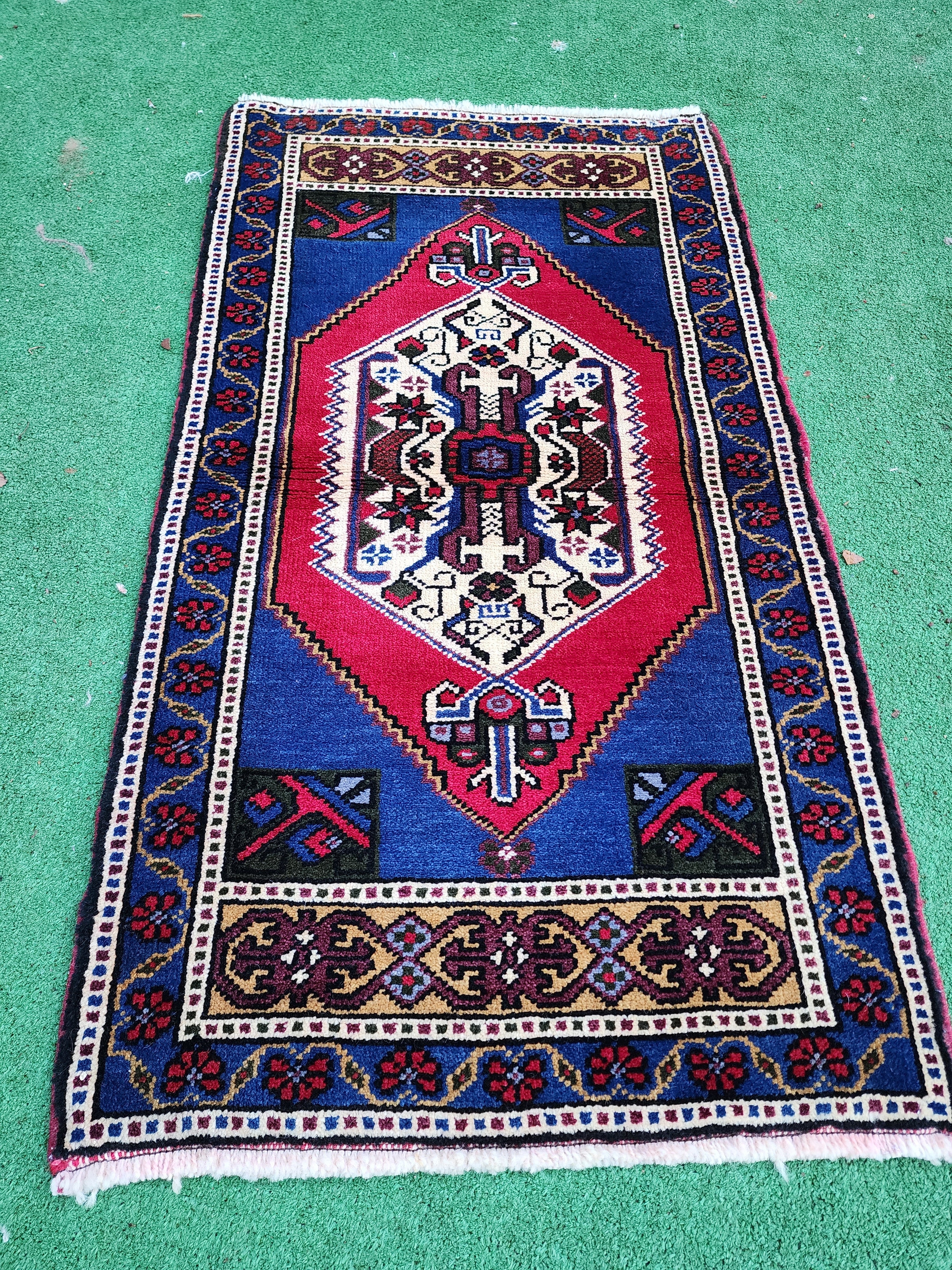 antique Anatolian Wool Small Rug — in setting