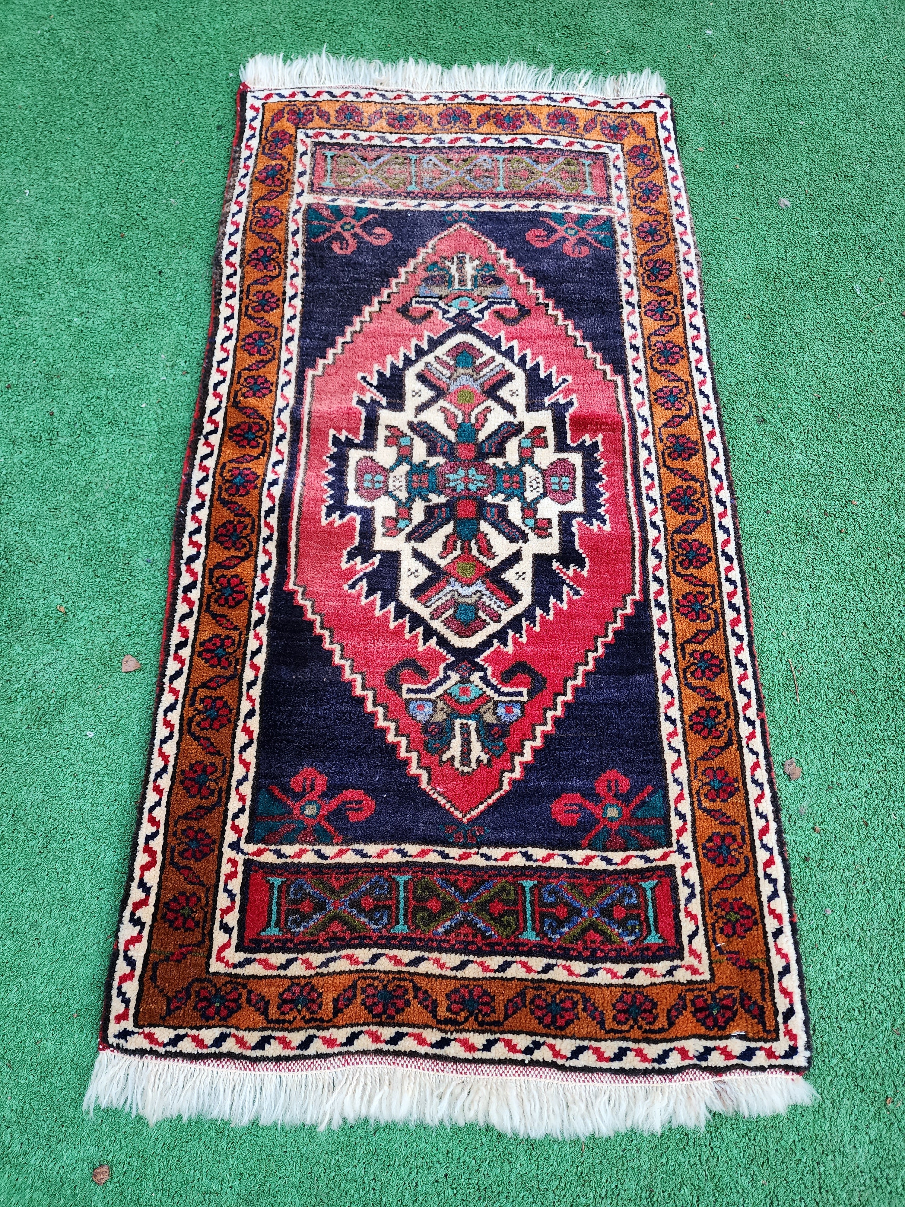 vintage Anatolian Wool Small Rug — back view