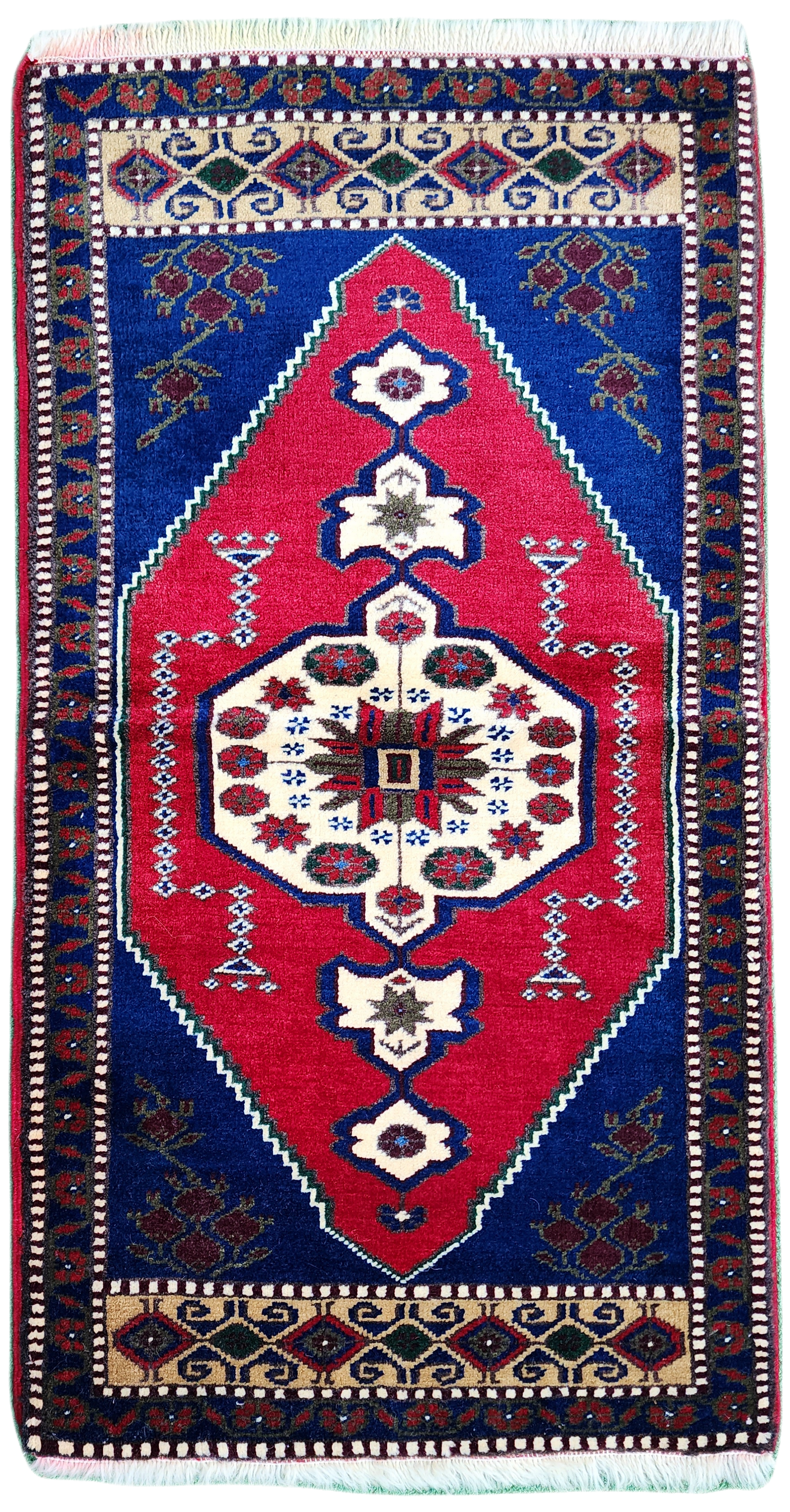 Alfombra turca roja y azul de 3'5'' x 2''