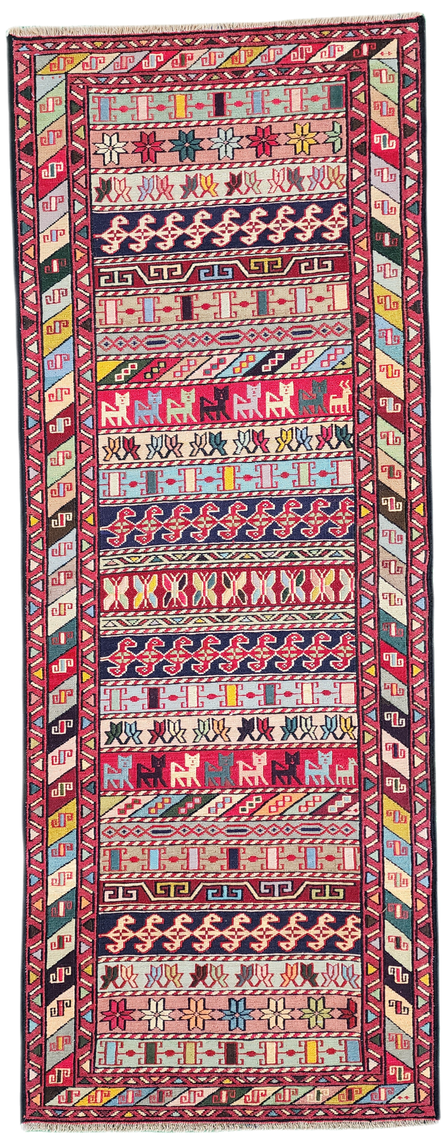 Pyrrha — Vintage Soumak Wool Runner Rug