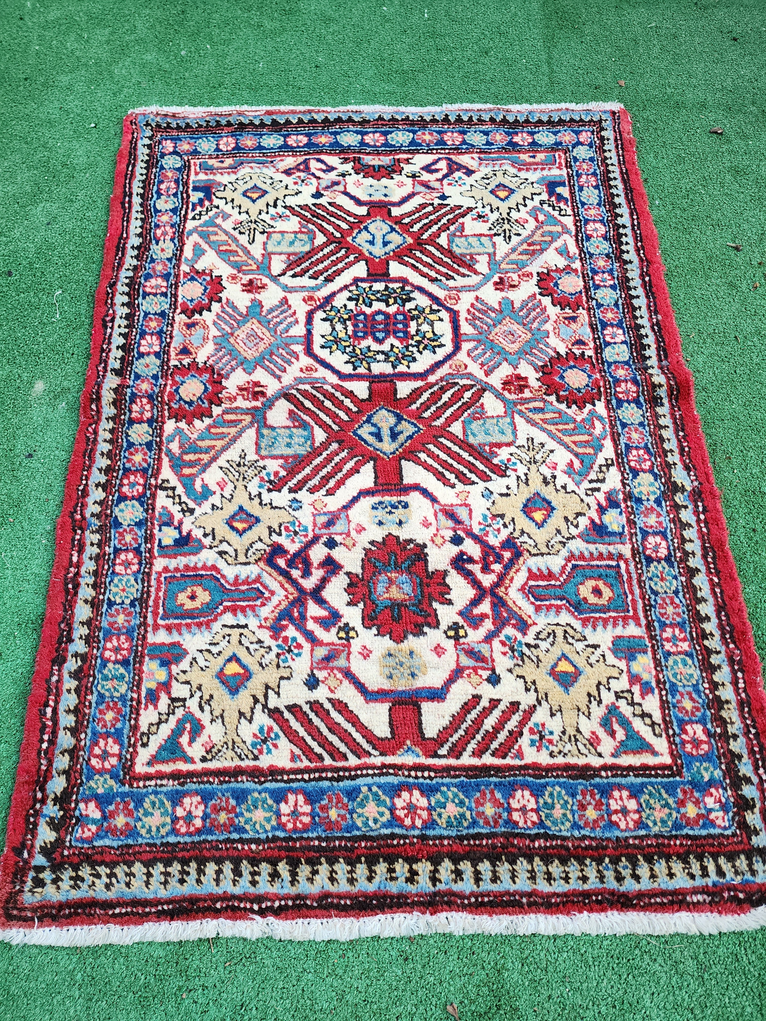 vintage Persian Wool Small Rug — back view