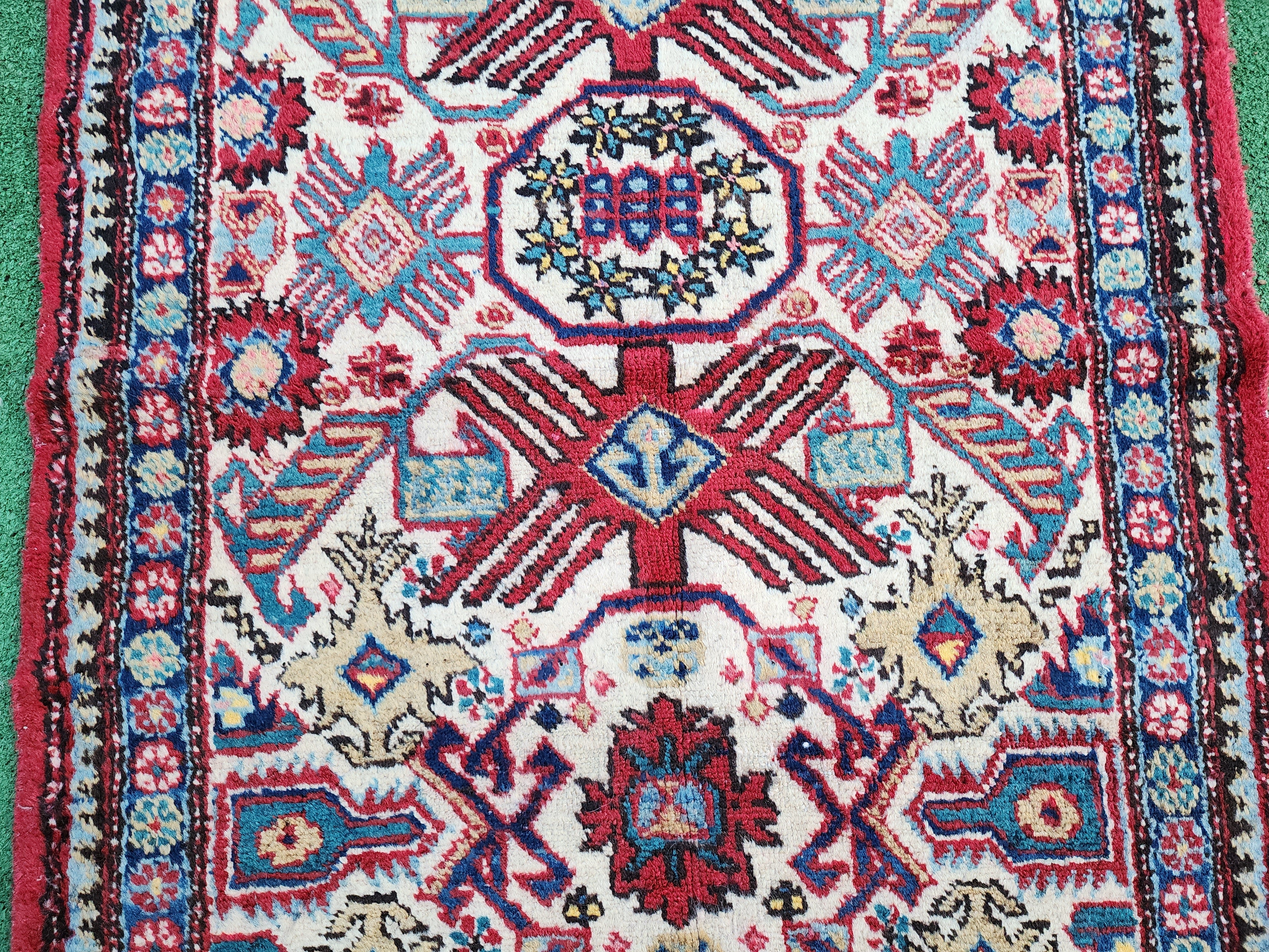 vintage Persian Wool Small Rug — pattern close-up