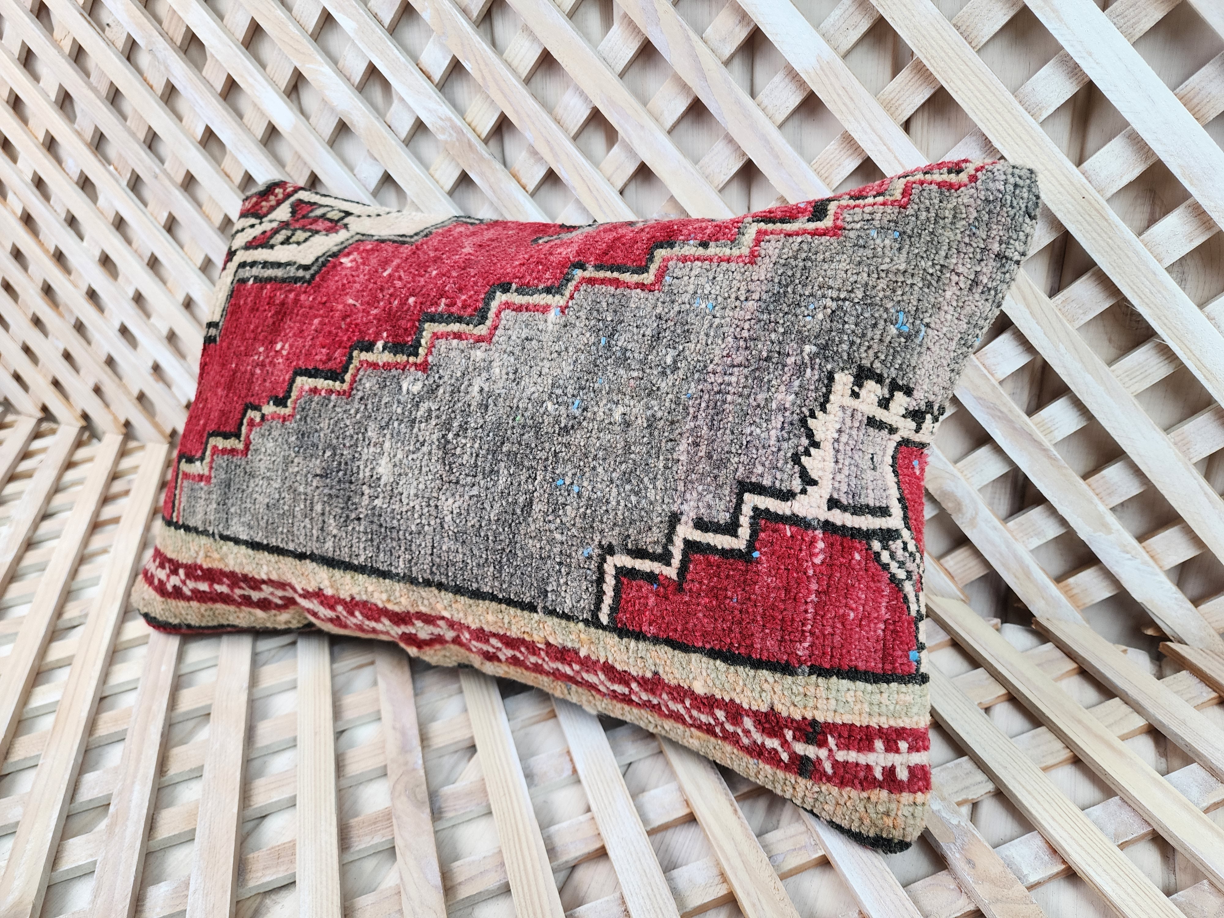 Vintage Turkish Carpet Pillow Cover 12x20 inch