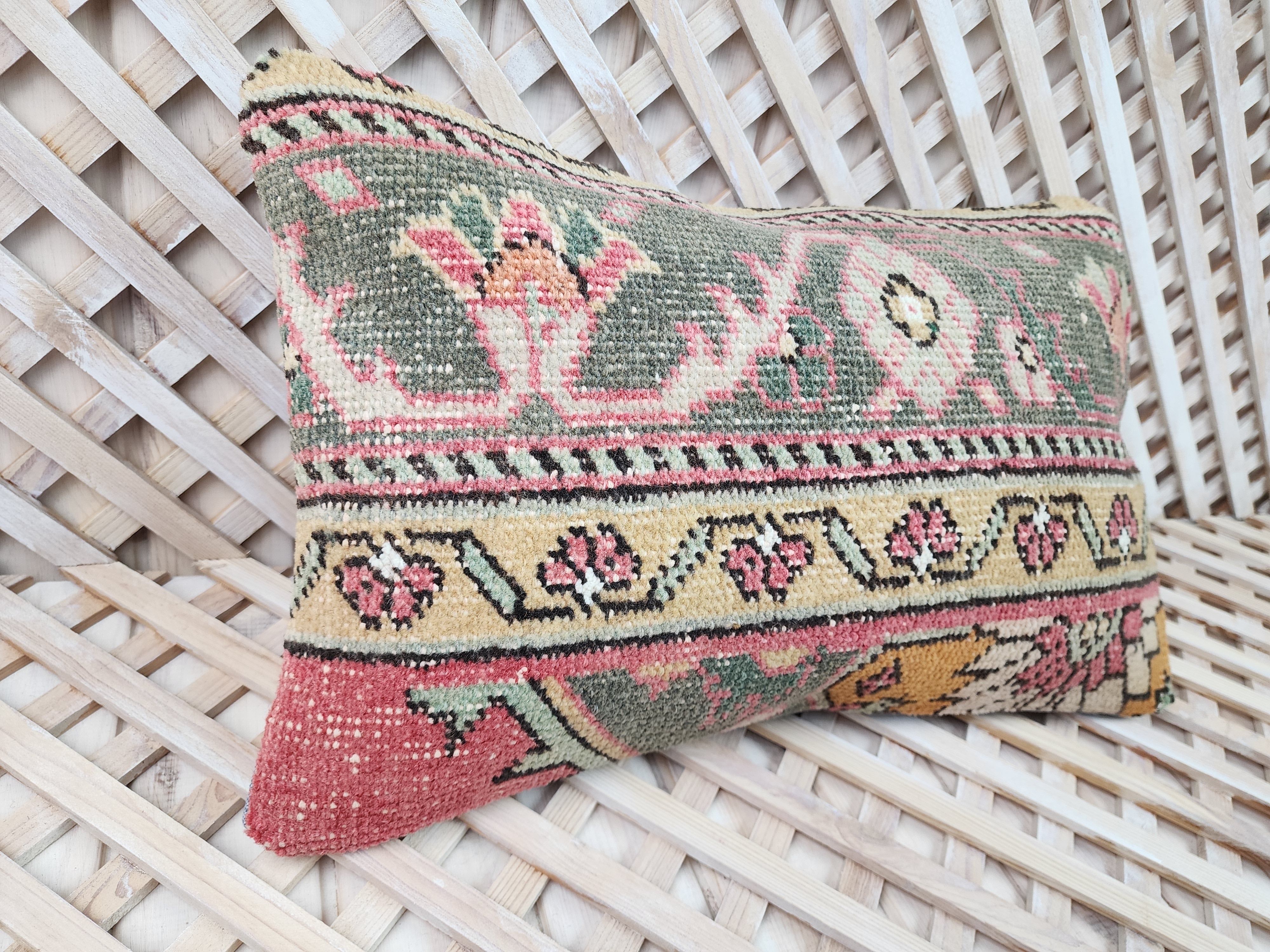 Vintage Carpet Pillow Cover 12x20 inch