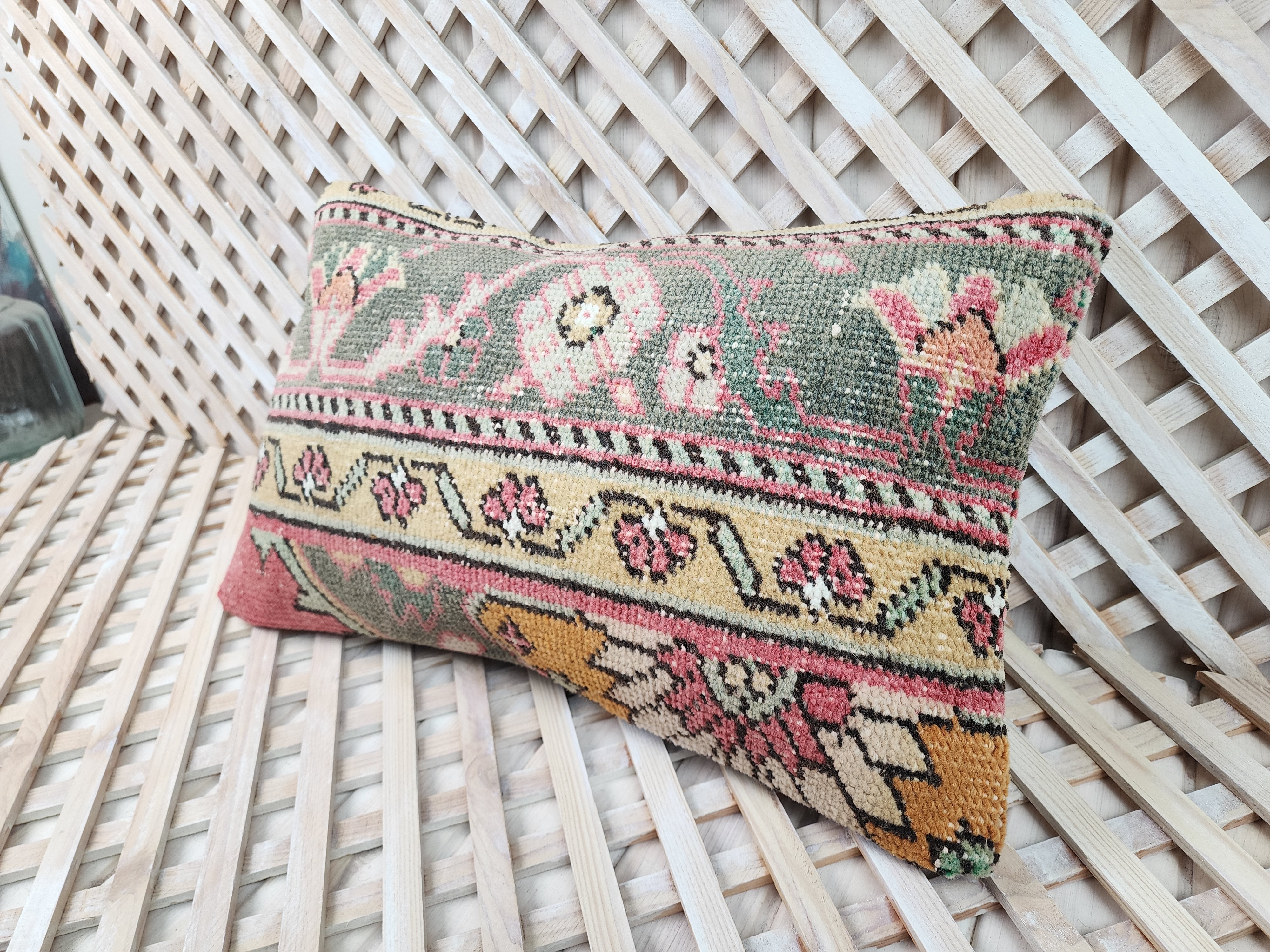 Vintage Carpet Pillow Cover 12x20 inch