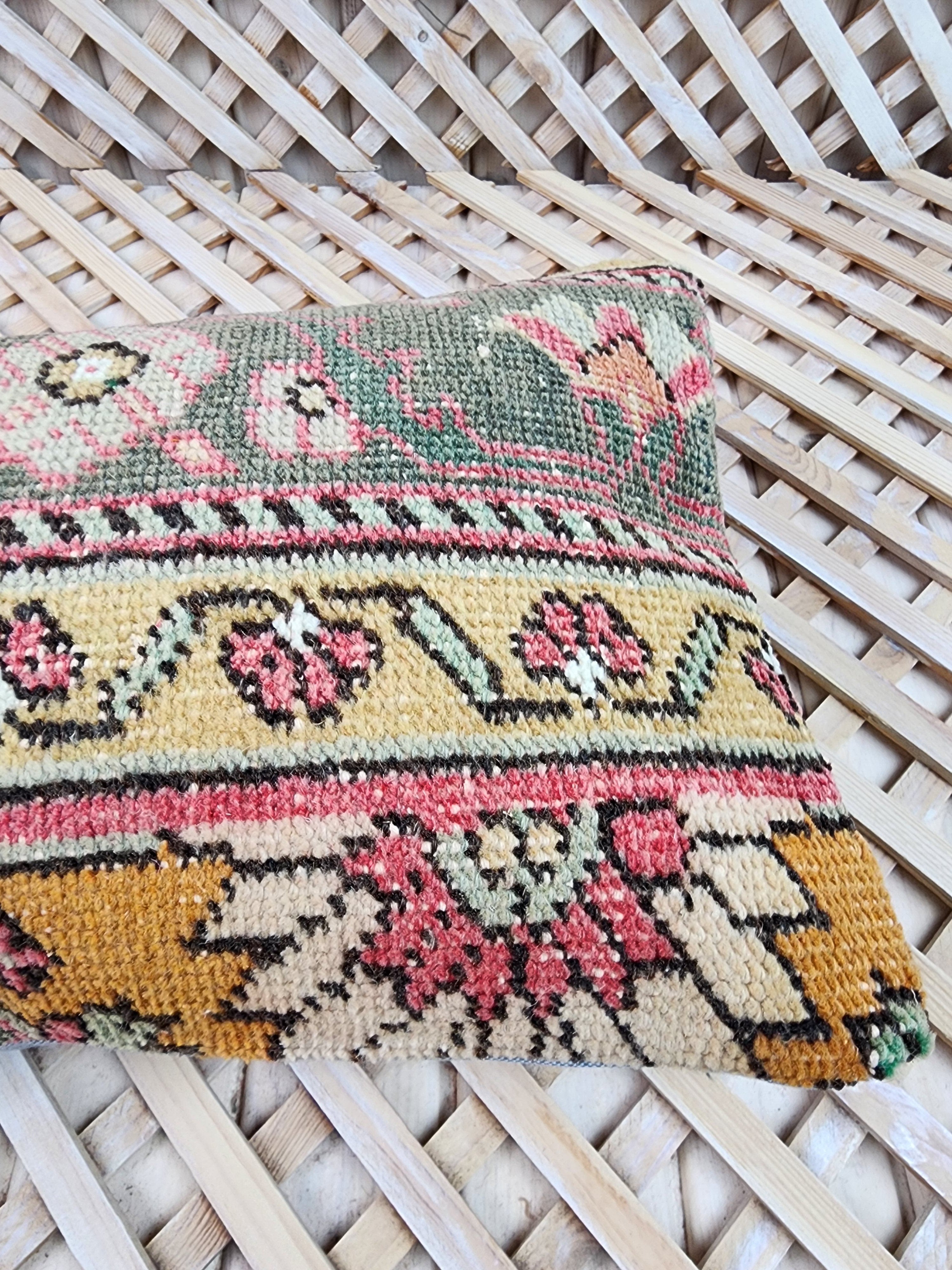 Vintage Carpet Pillow Cover 12x20 inch