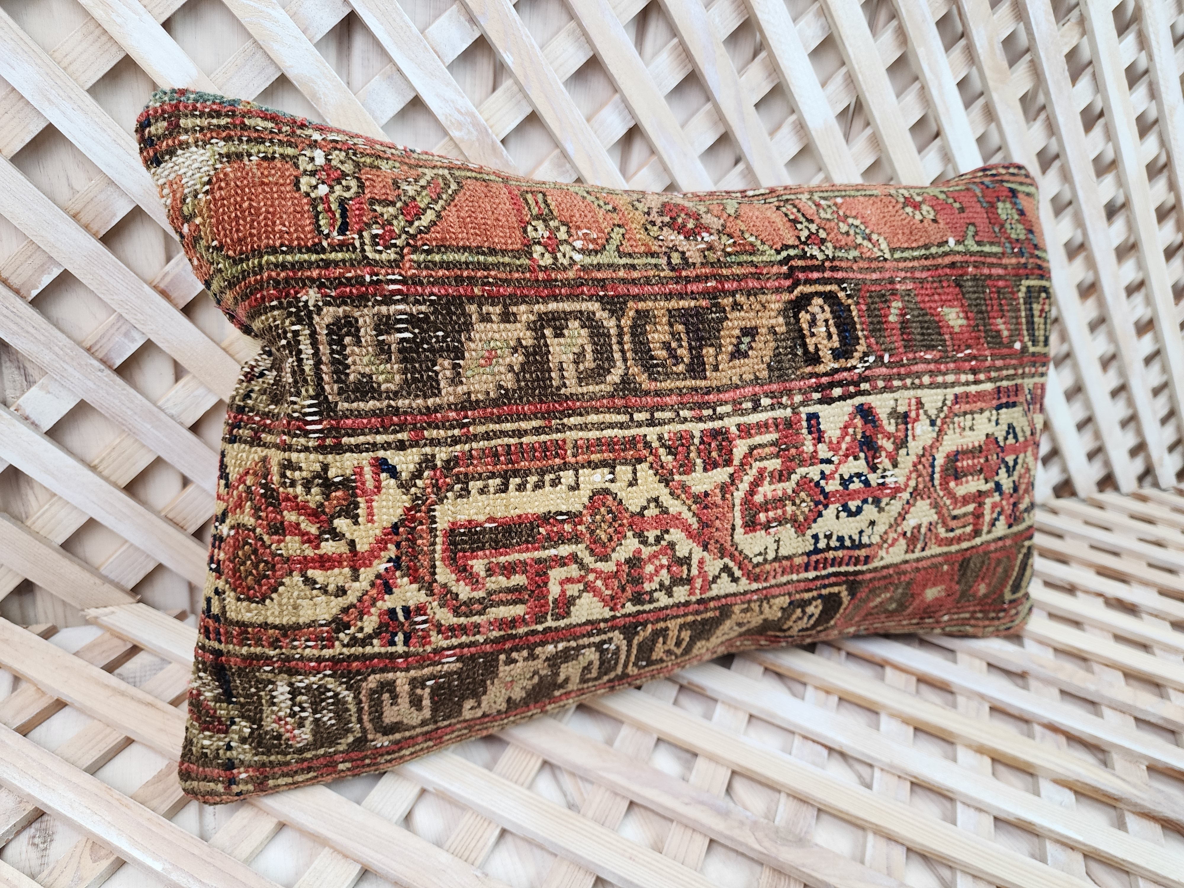 antique Persian Pillow Cover — back view