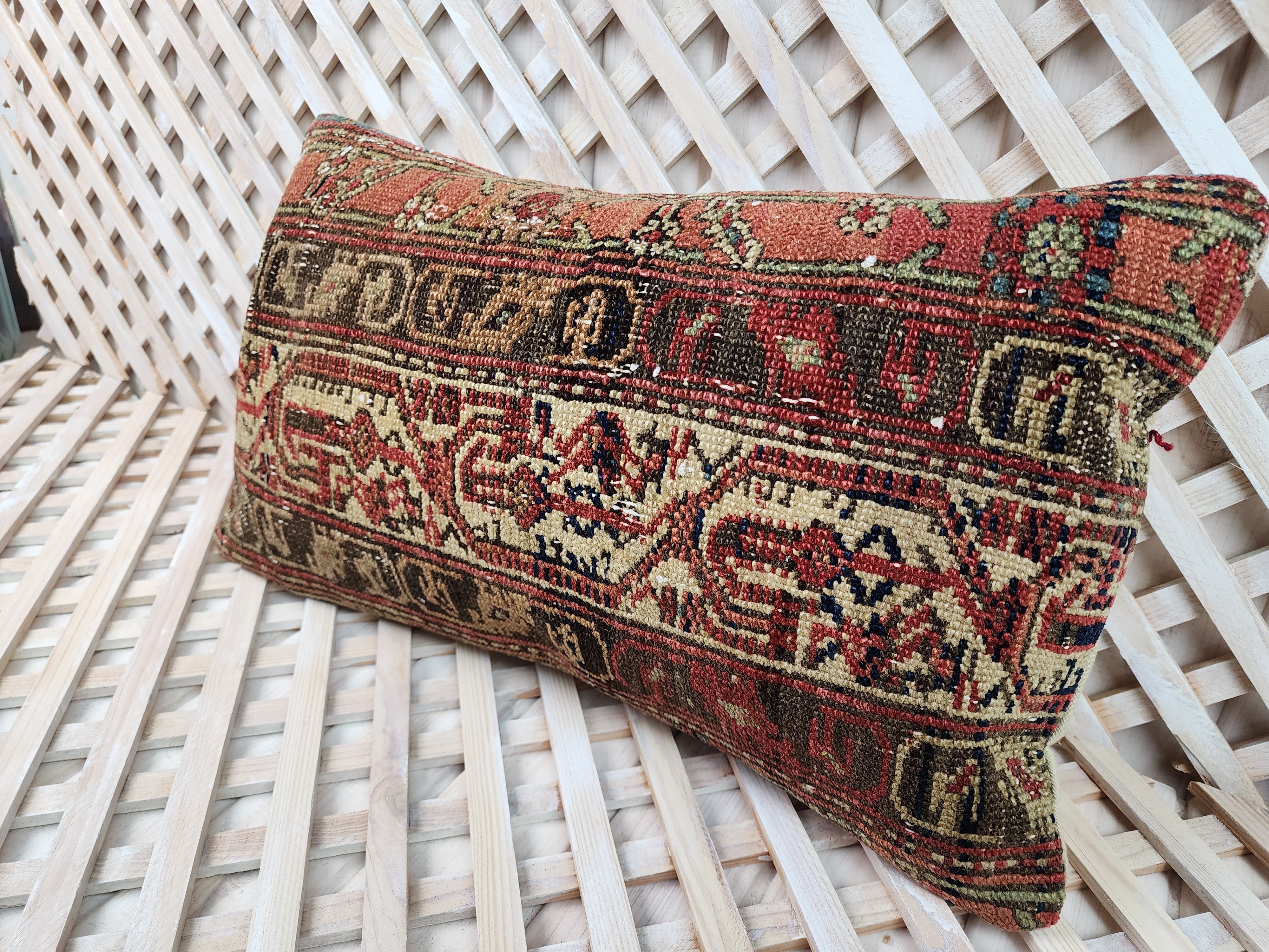 antique Persian Pillow Cover — detail texture