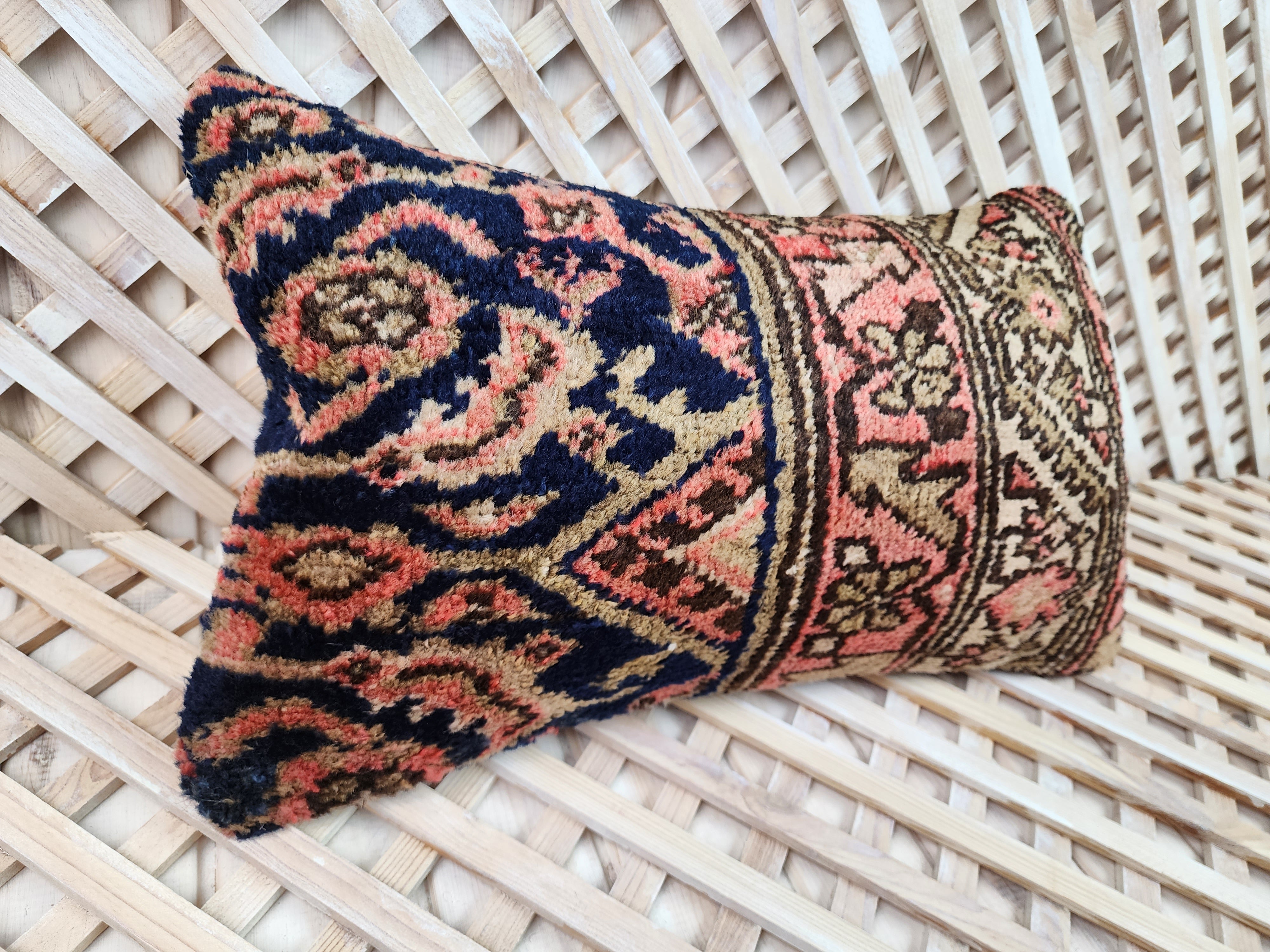 antique Persian Pillow Cover — back view