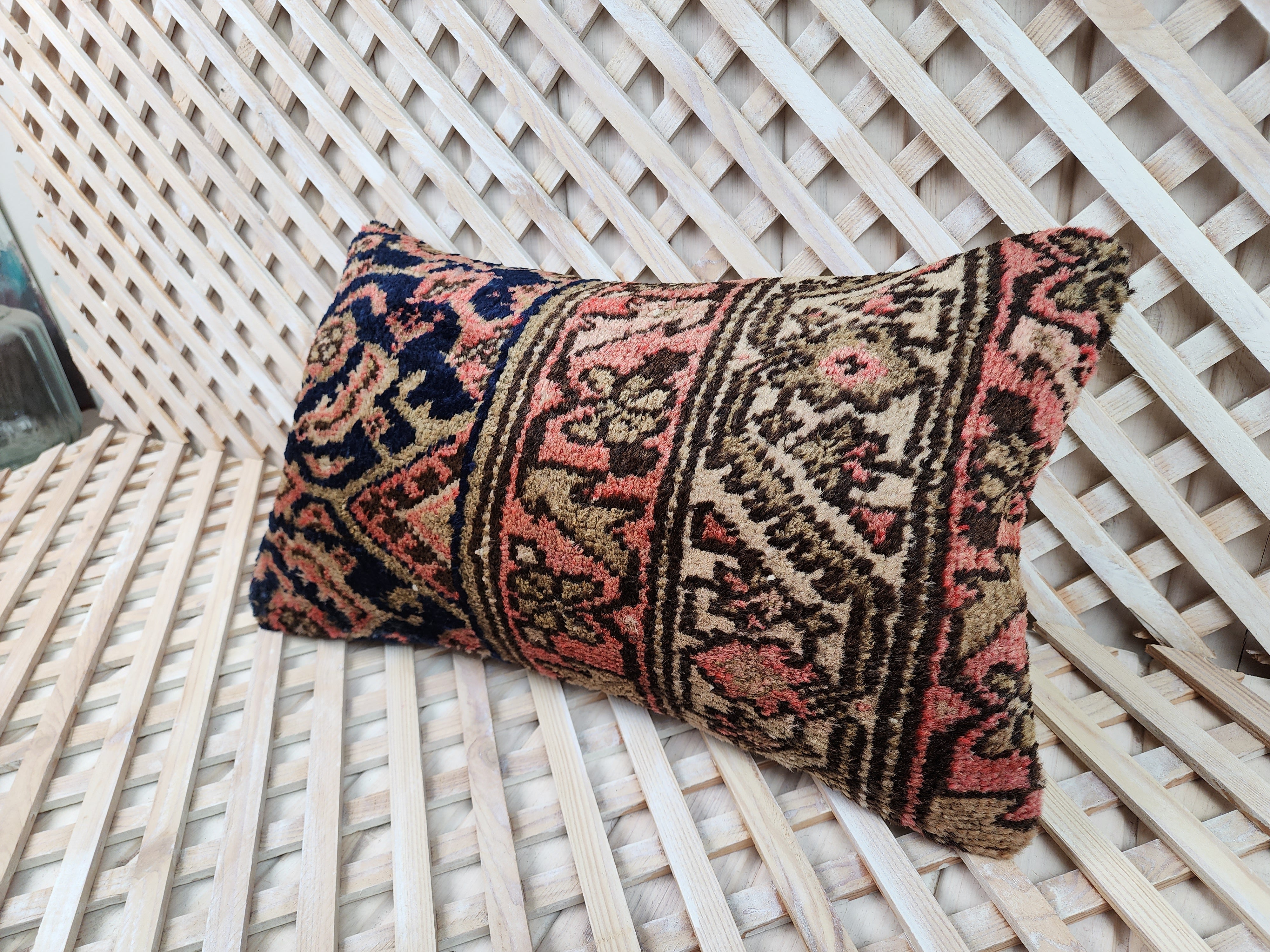 antique Persian Pillow Cover — detail texture