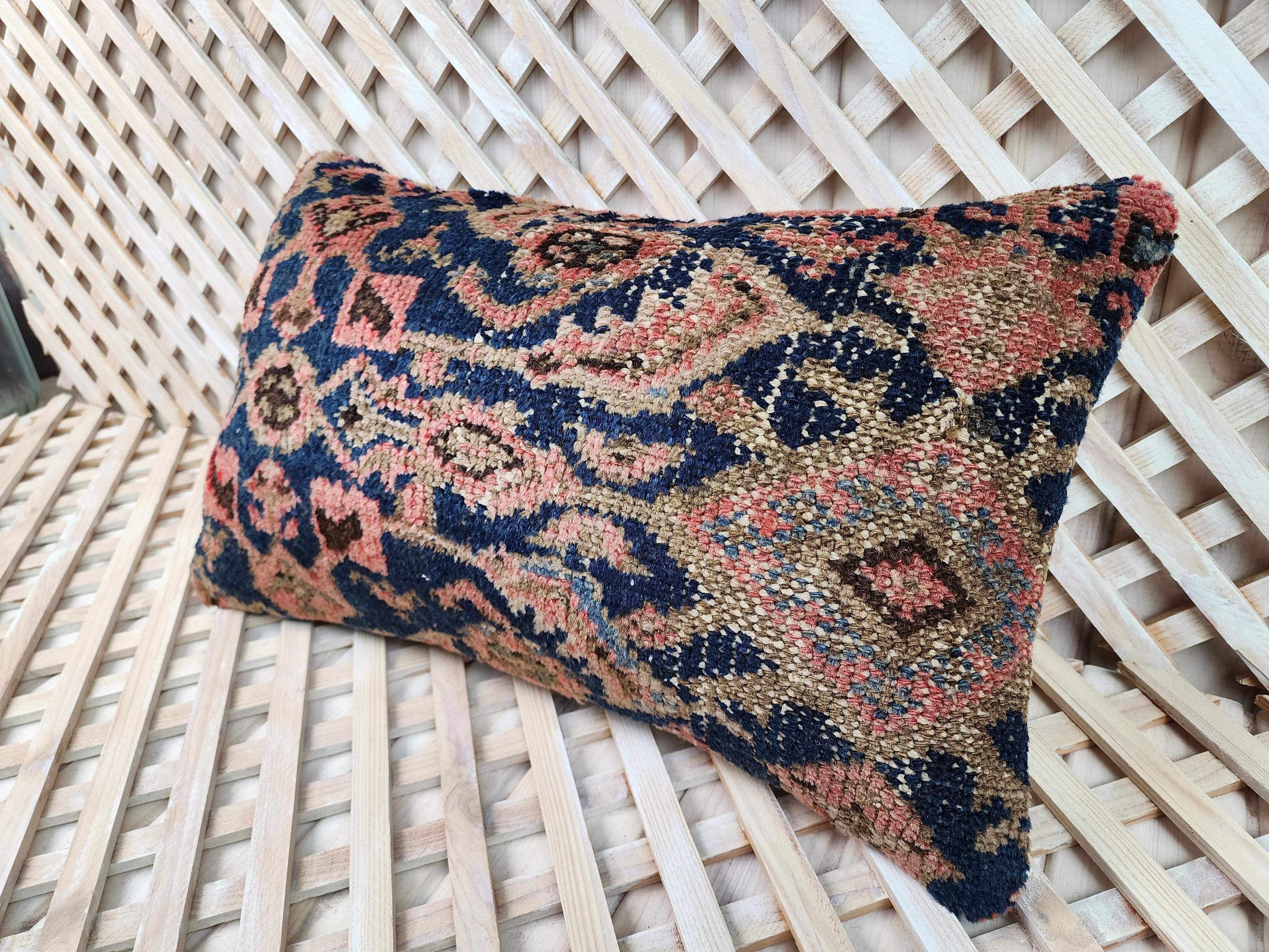 antique Persian Pillow Cover — detail texture