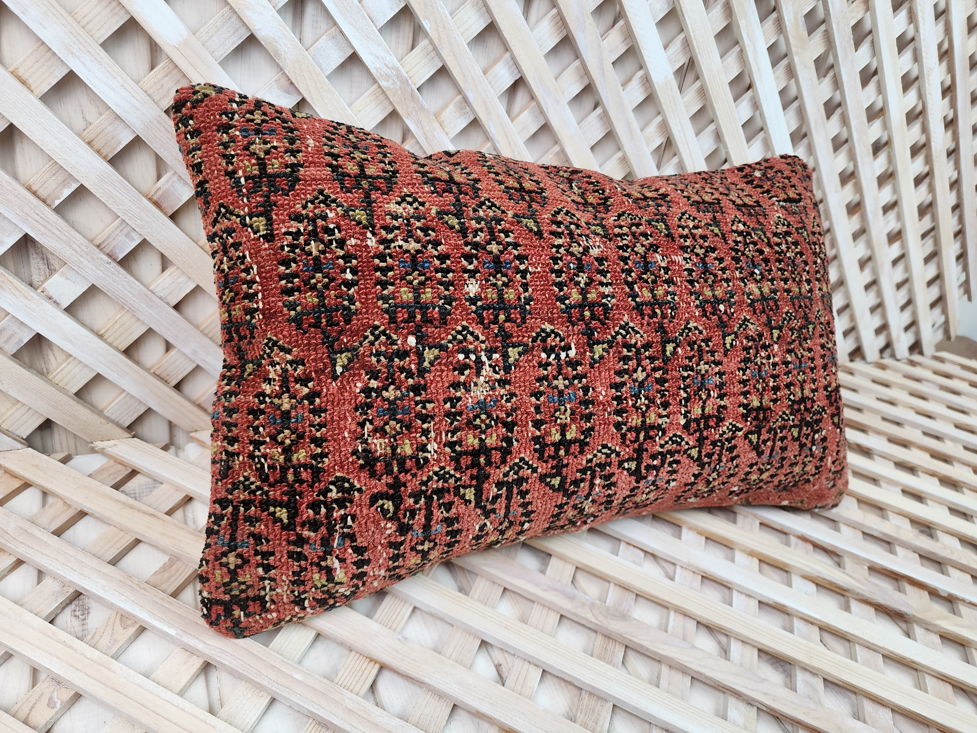 antique Persian Pillow Cover — back view
