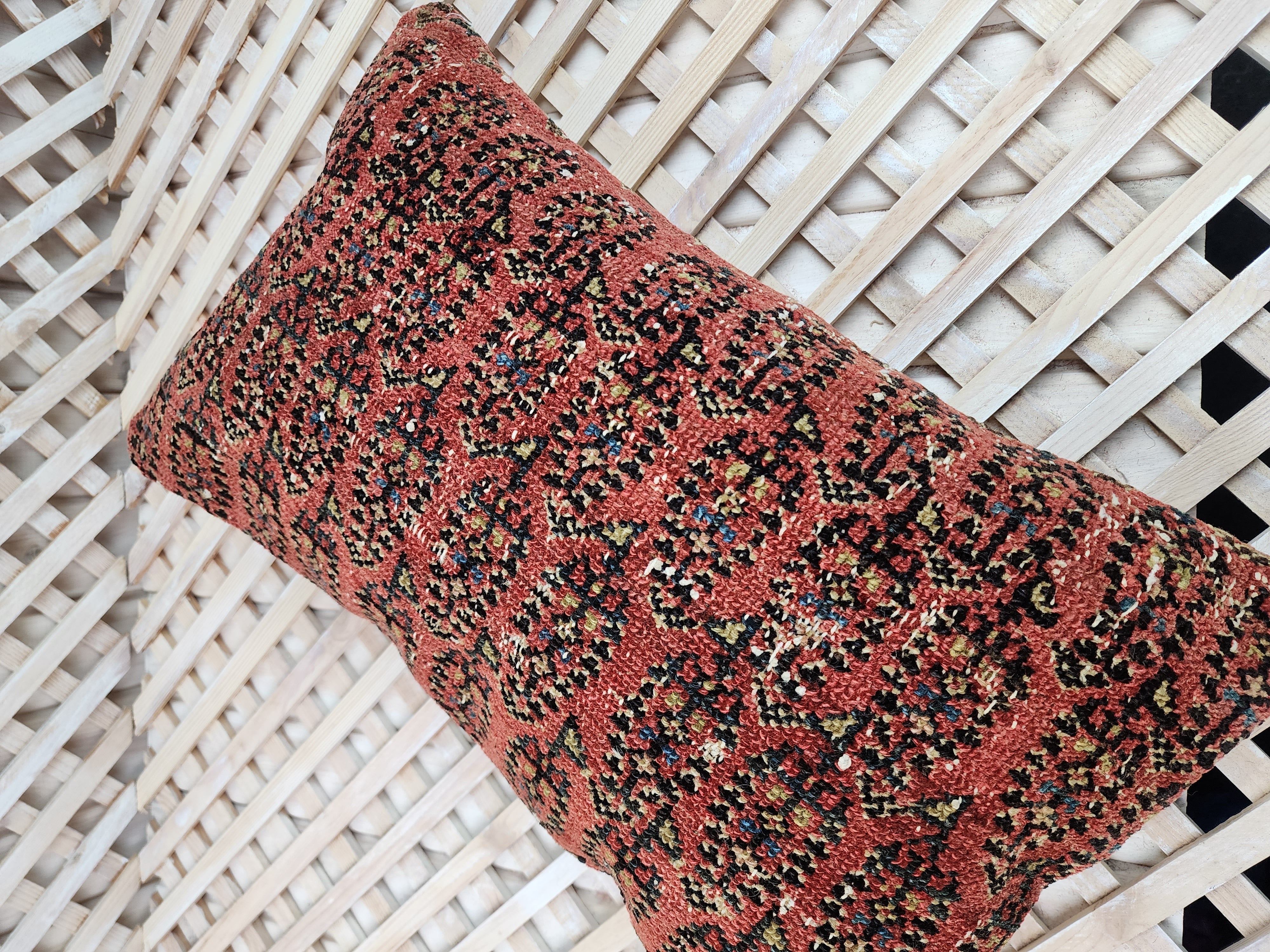 antique Persian Pillow Cover — pattern close-up