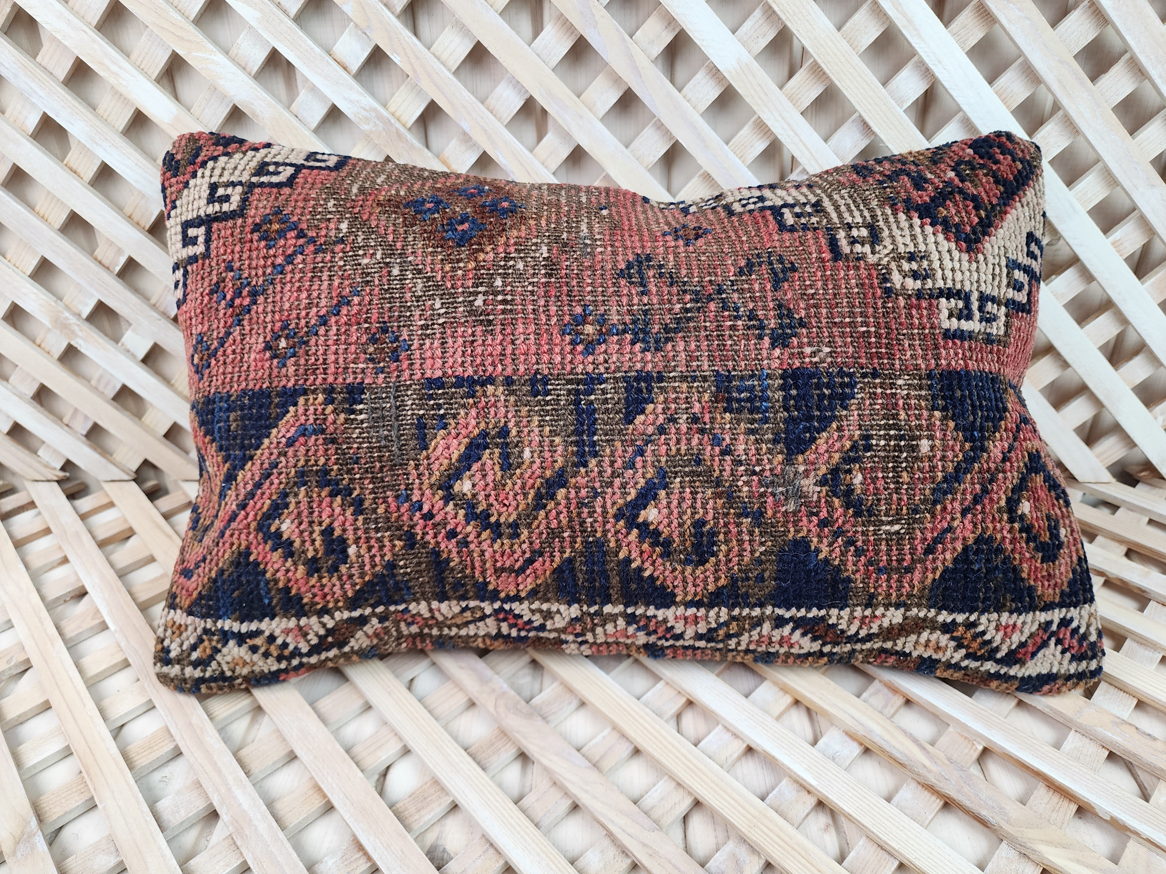 Antique Turkish Carpet Pillow Cover 12x20 inch