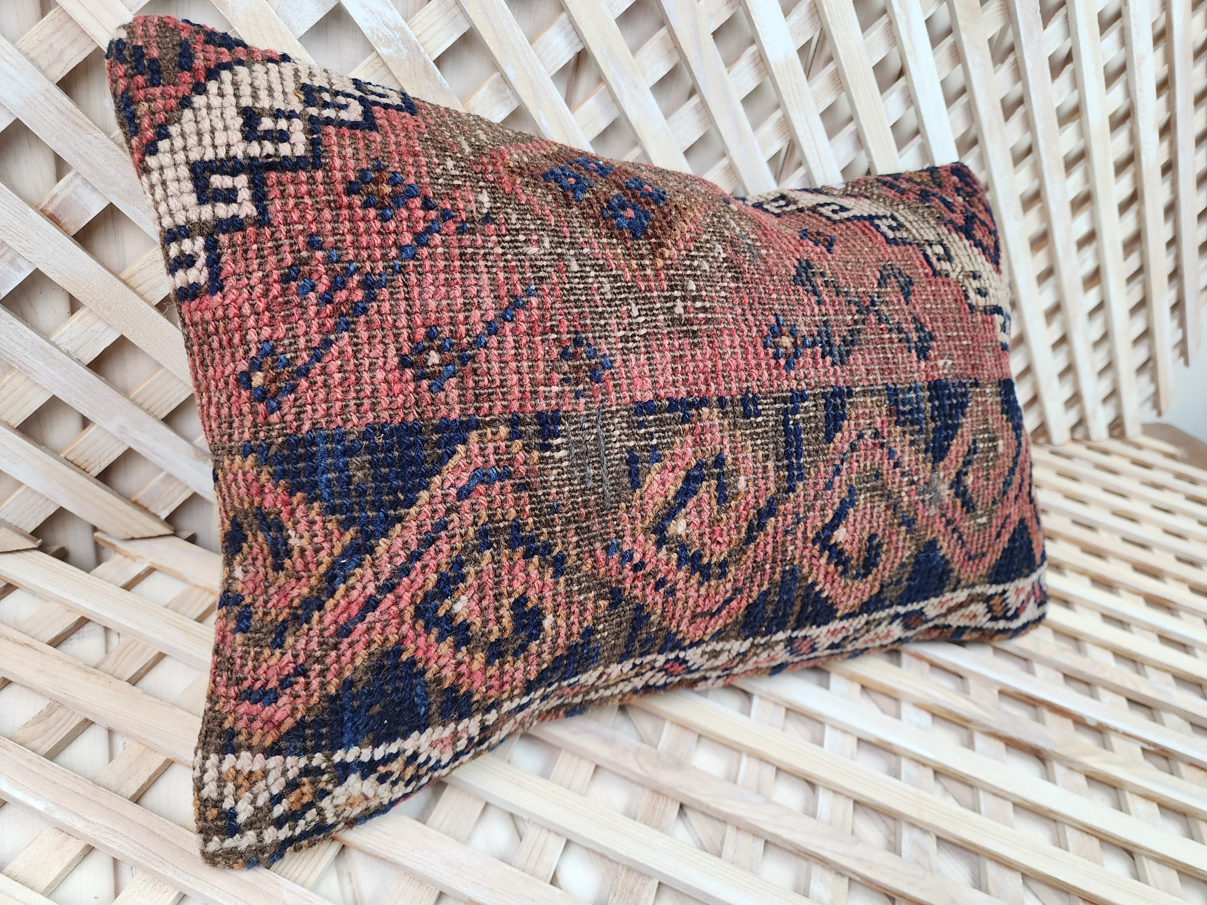 Antique Turkish Carpet Pillow Cover 12x20 inch