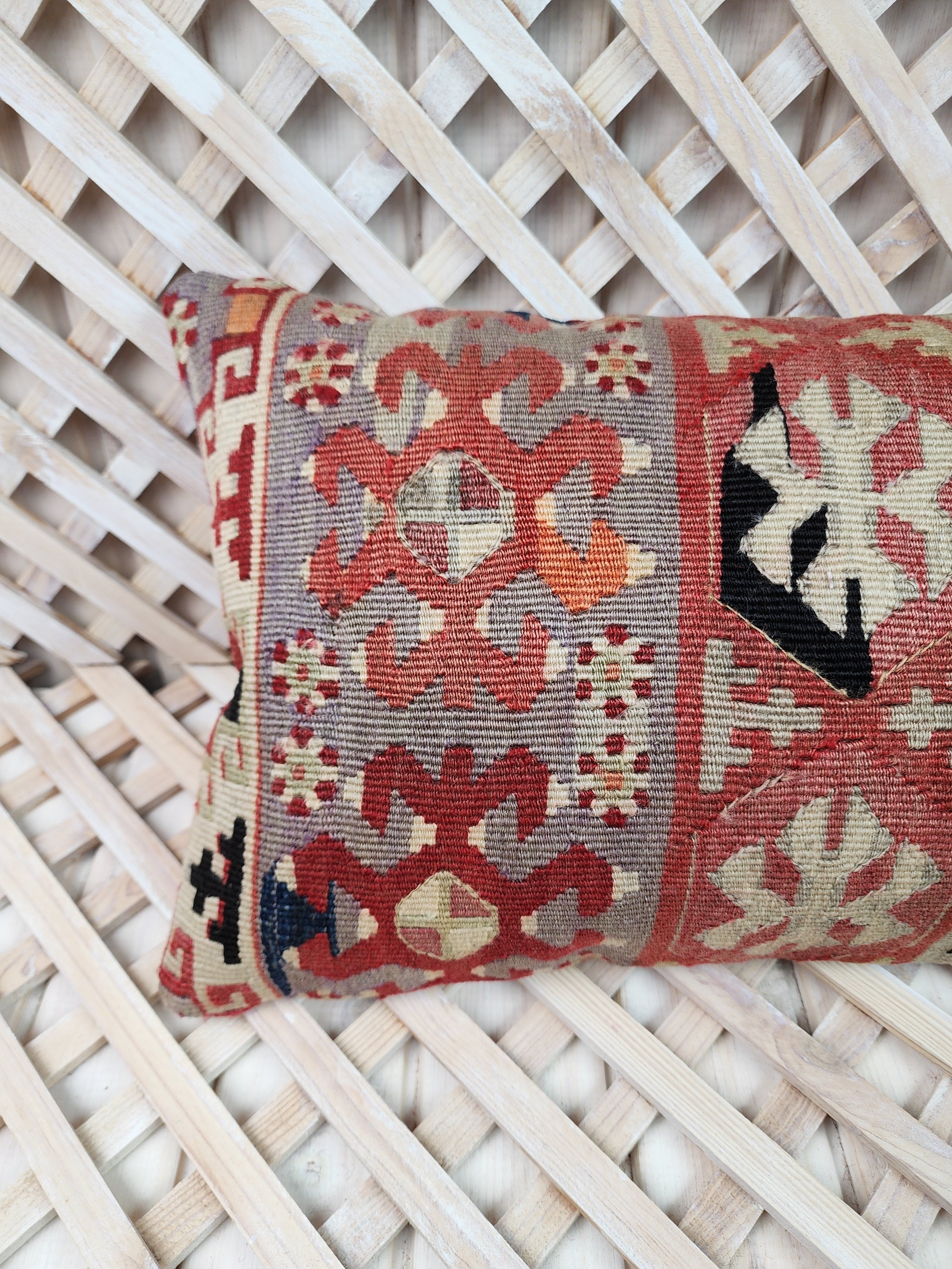 vintage Kilim Pillow Cover — pattern close-up