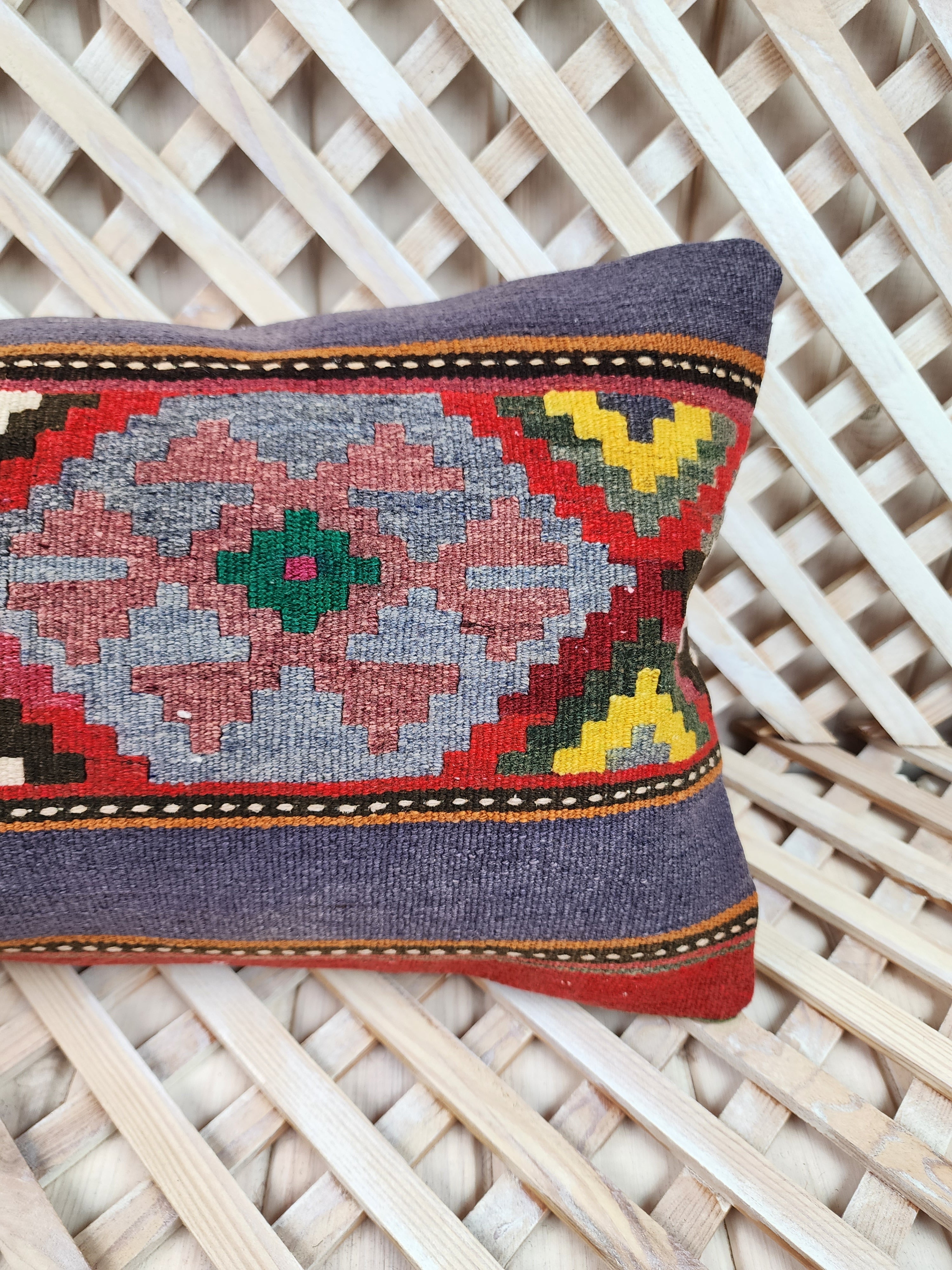Lumbar Kilim Pillow Cover 12 x 20 in