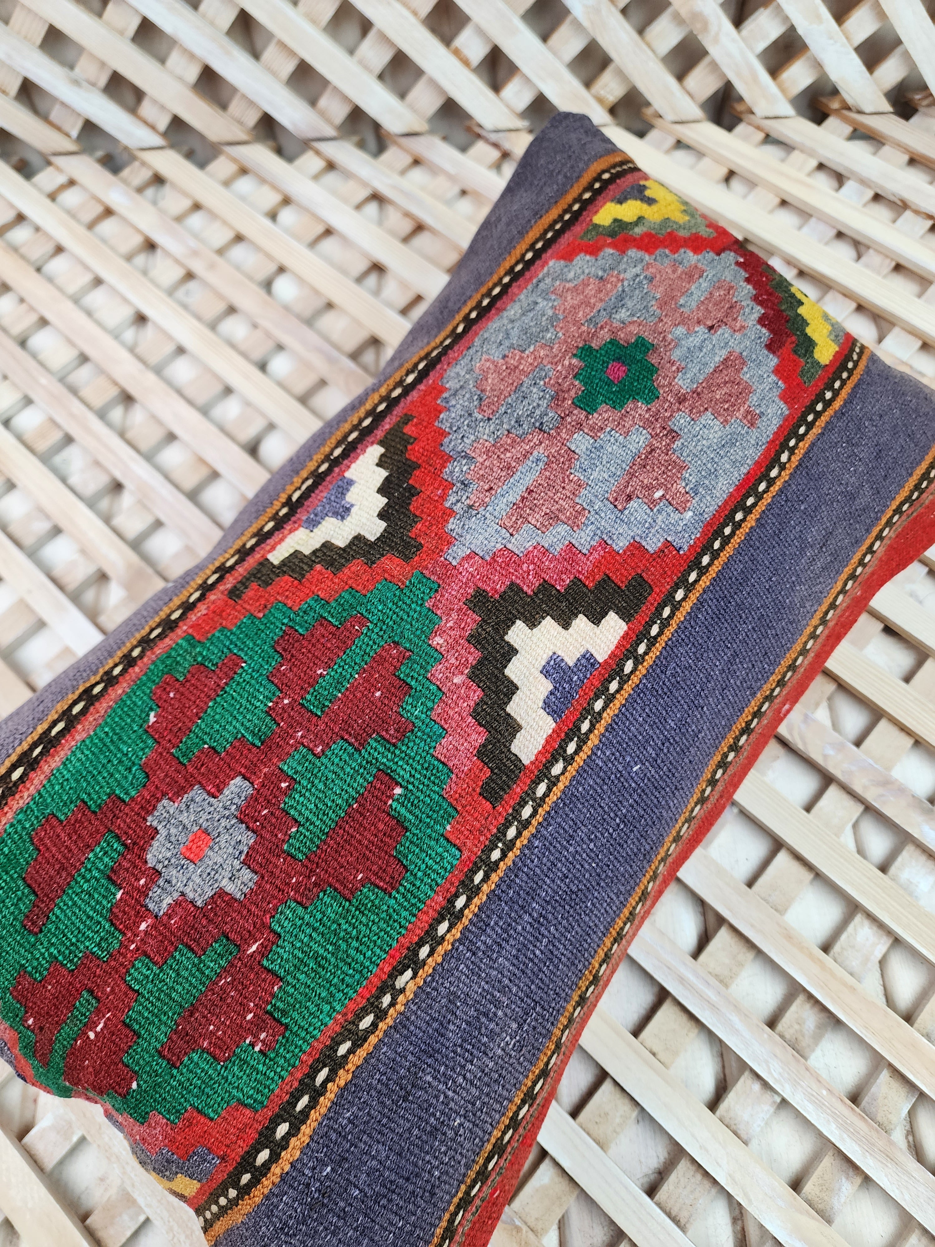 Lumbar Kilim Pillow Cover 12 x 20 in