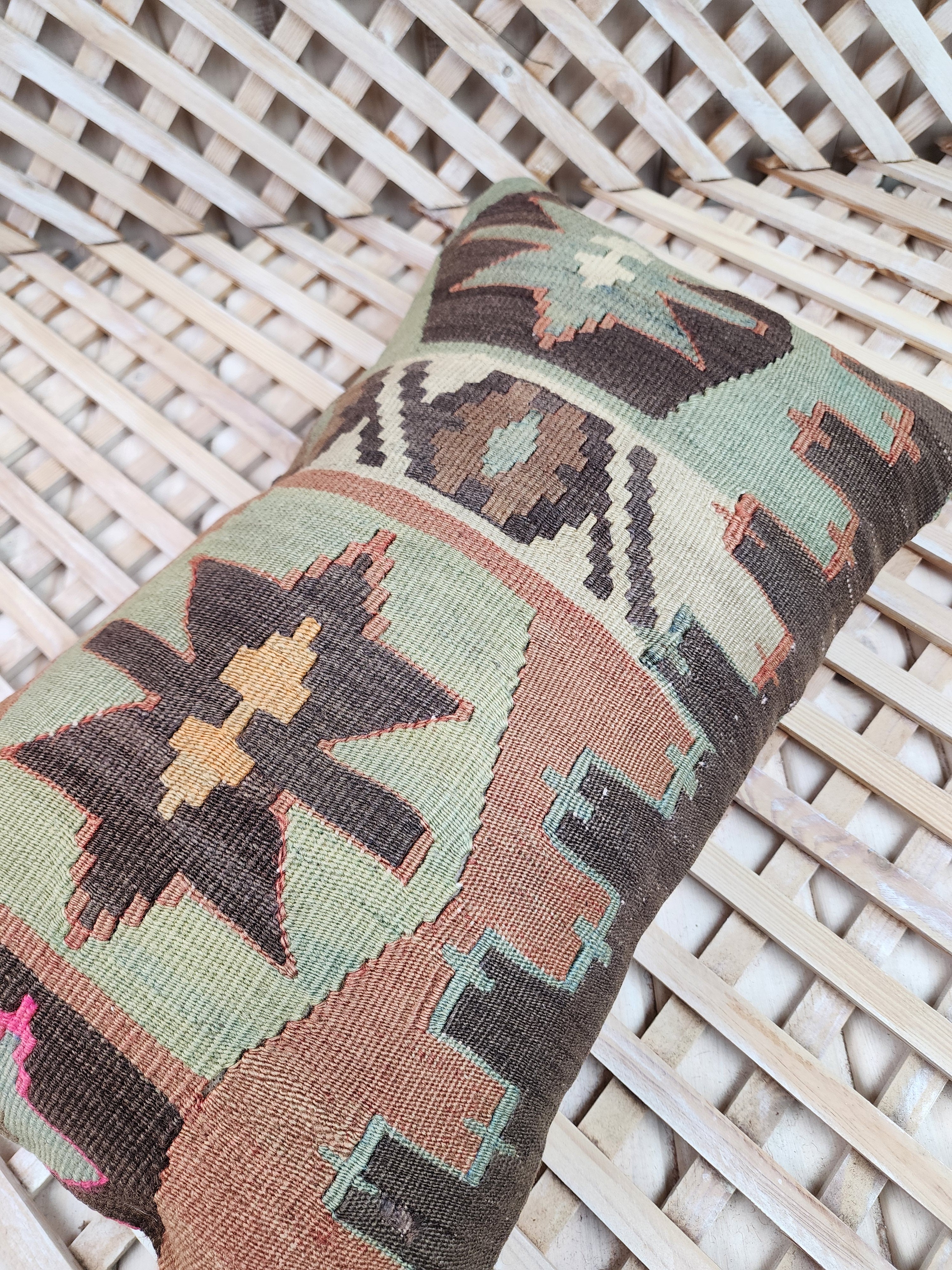 Lumbar Kilim Pillow Cover 12 x 20 in
