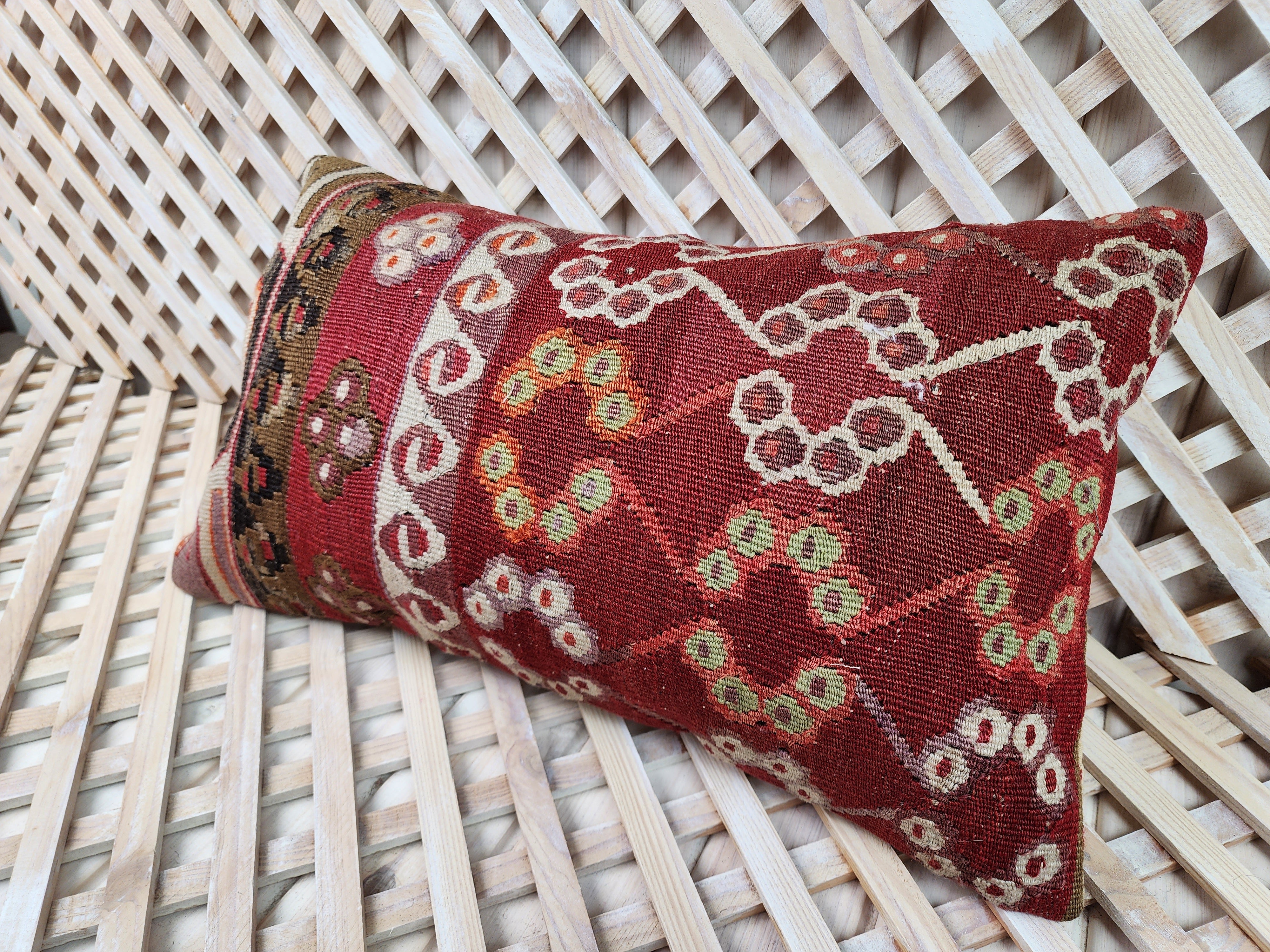 Lumbar Kilim Pillow Cover 12 x 20 in