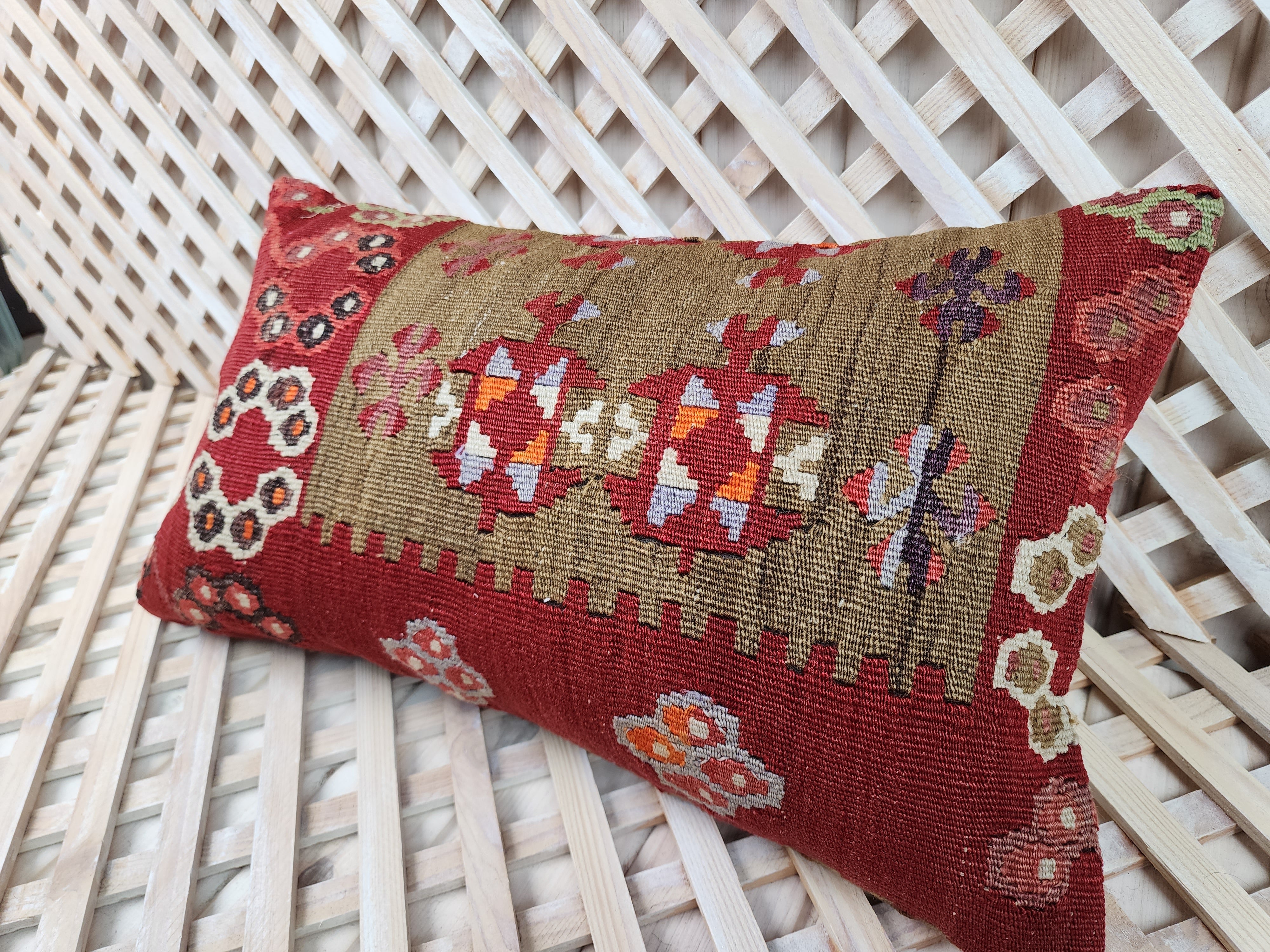 Lumbar Kilim Pillow Cover 12 x 20 in