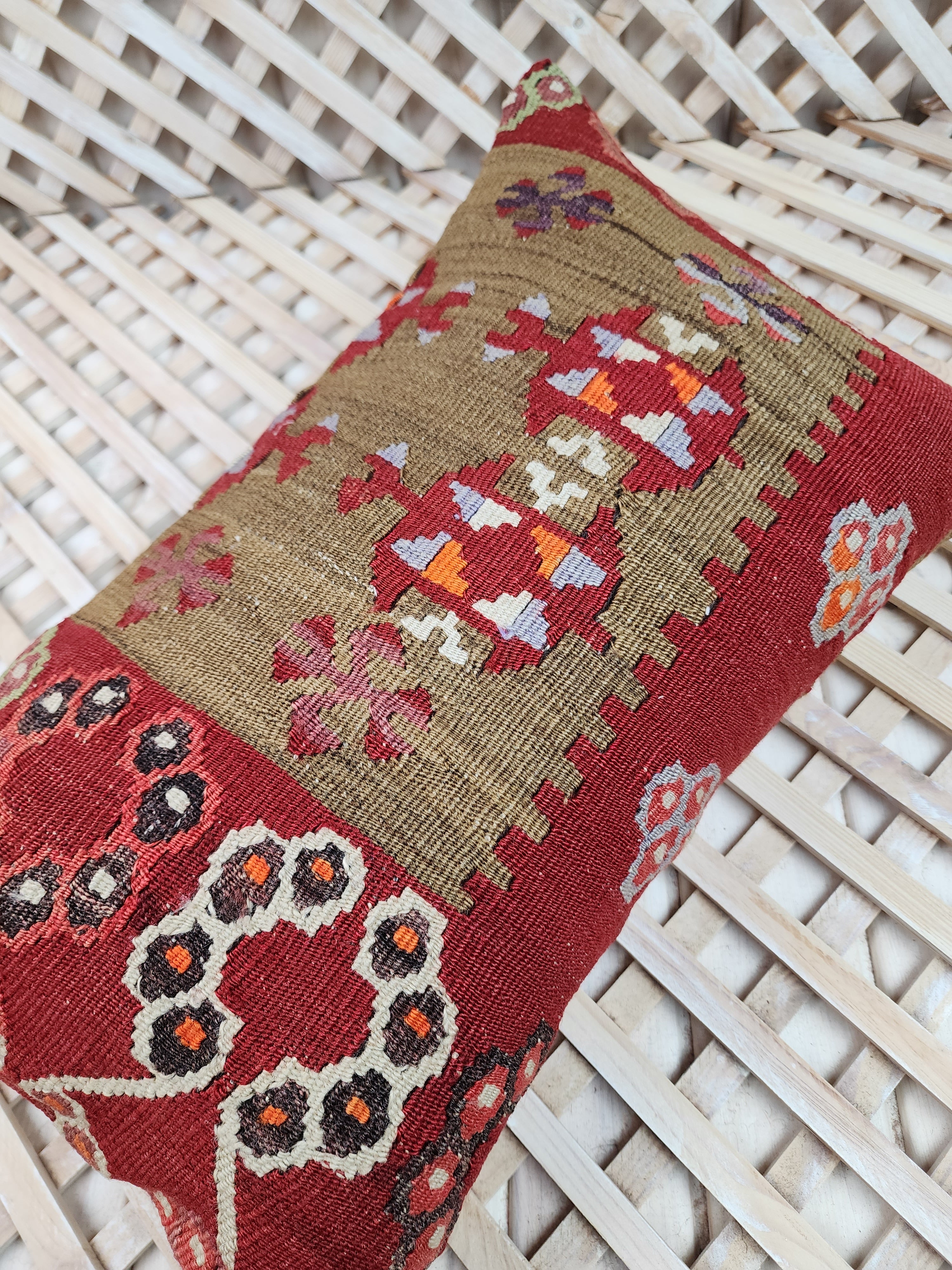Lumbar Kilim Pillow Cover 12 x 20 in