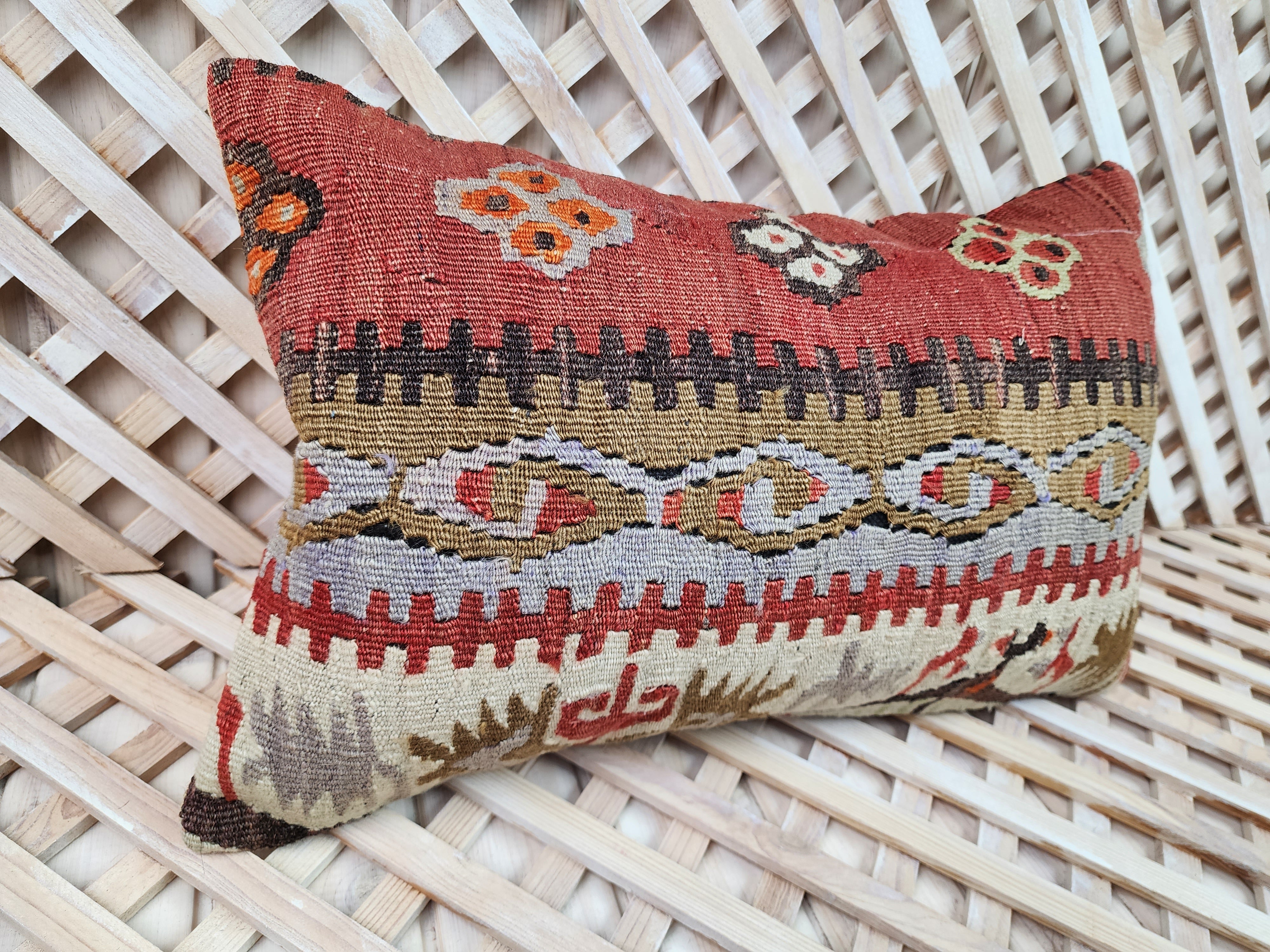 Lumbar Kilim Pillow Cover 12 x 20 in