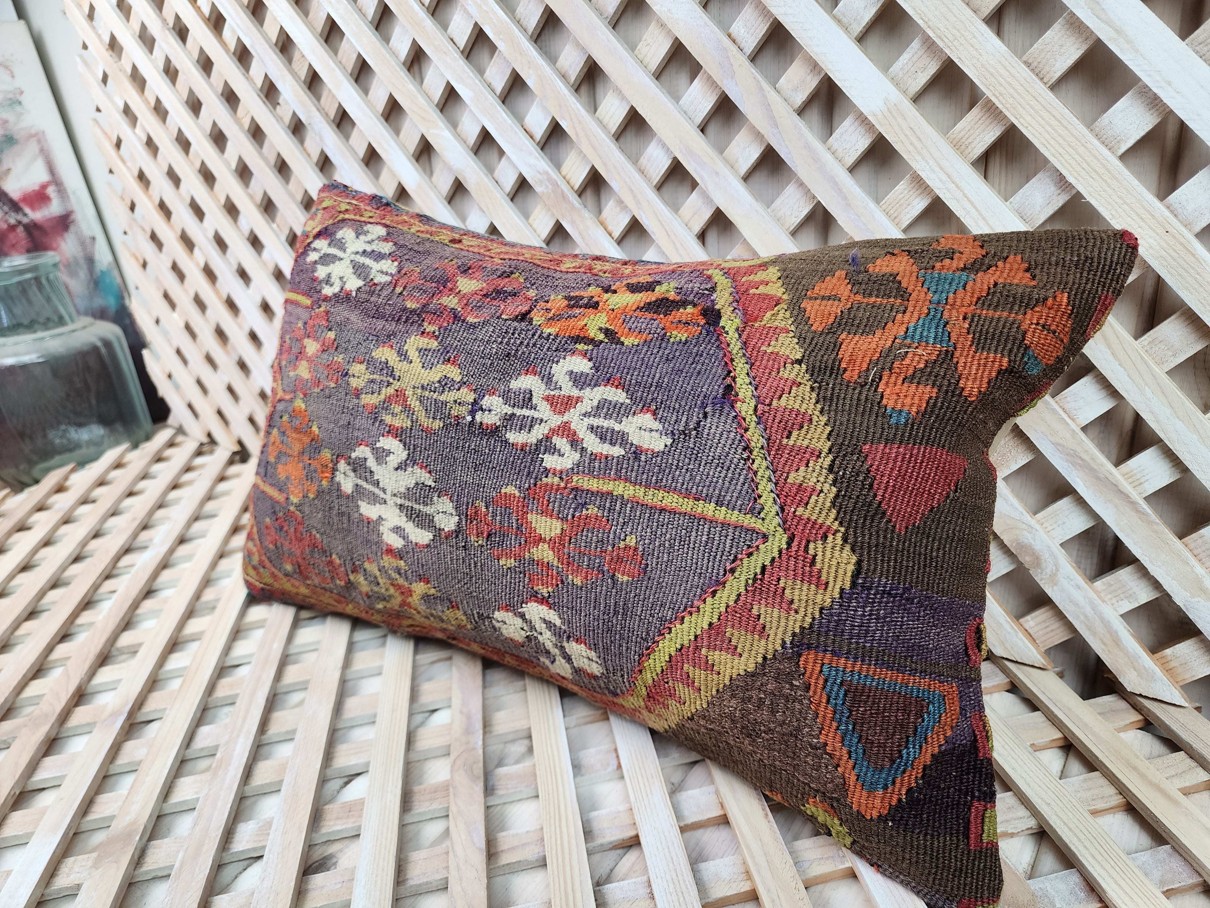 Lumbar Kilim Pillow Cover 12 x 20 in