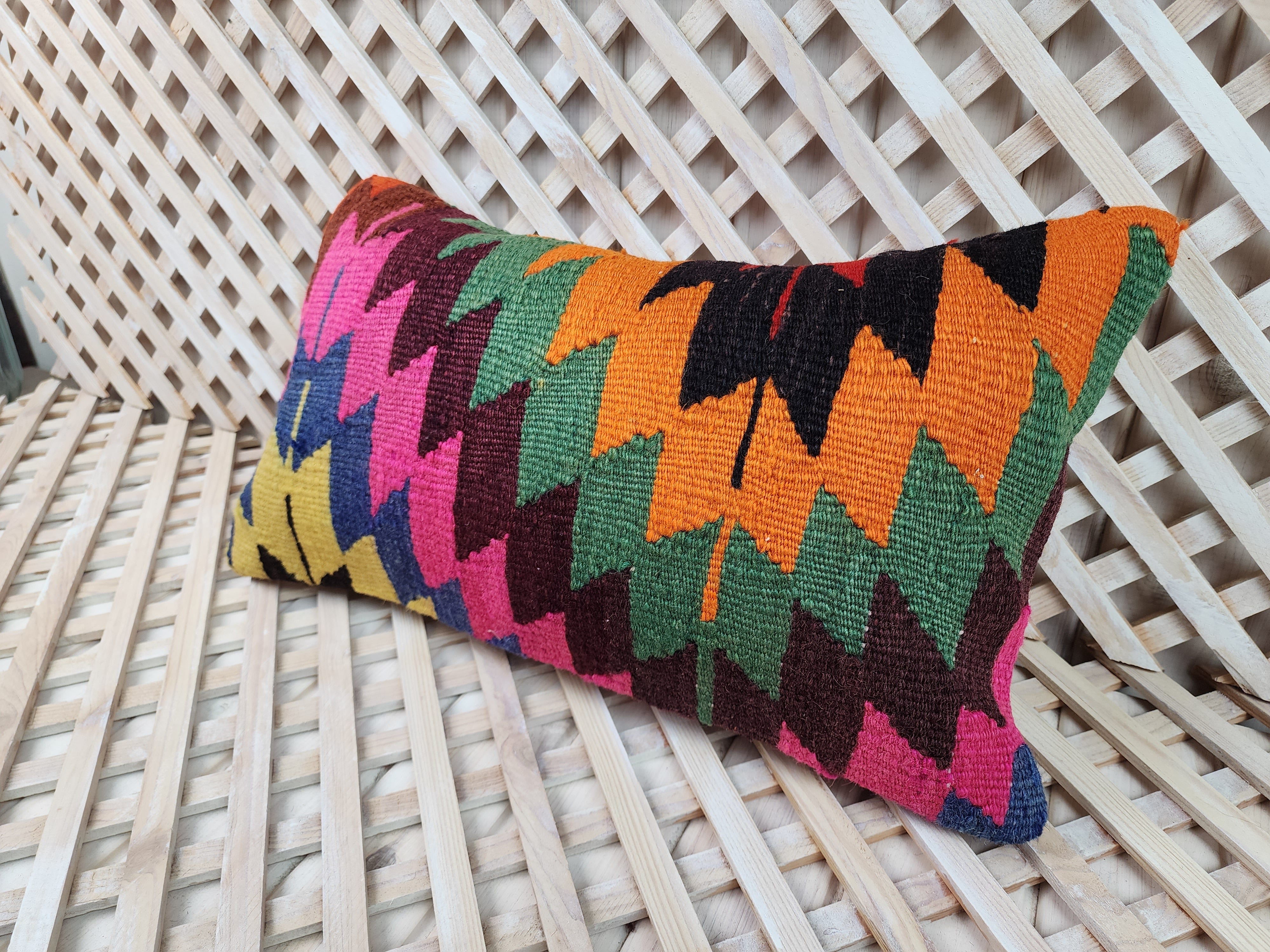 Lumbar Kilim Pillow Cover 12 x 20 in