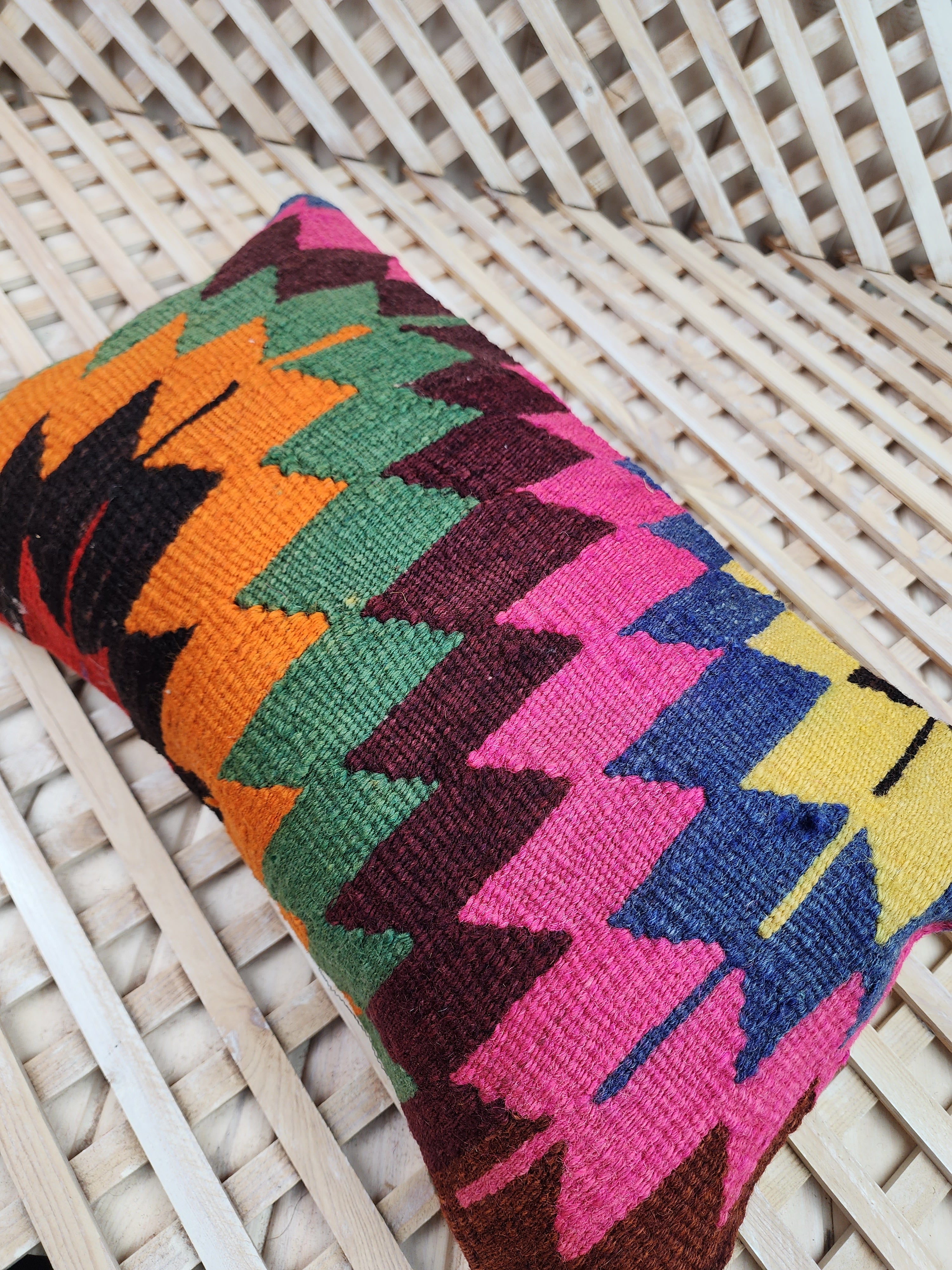 Lumbar Kilim Pillow Cover 12 x 20 in